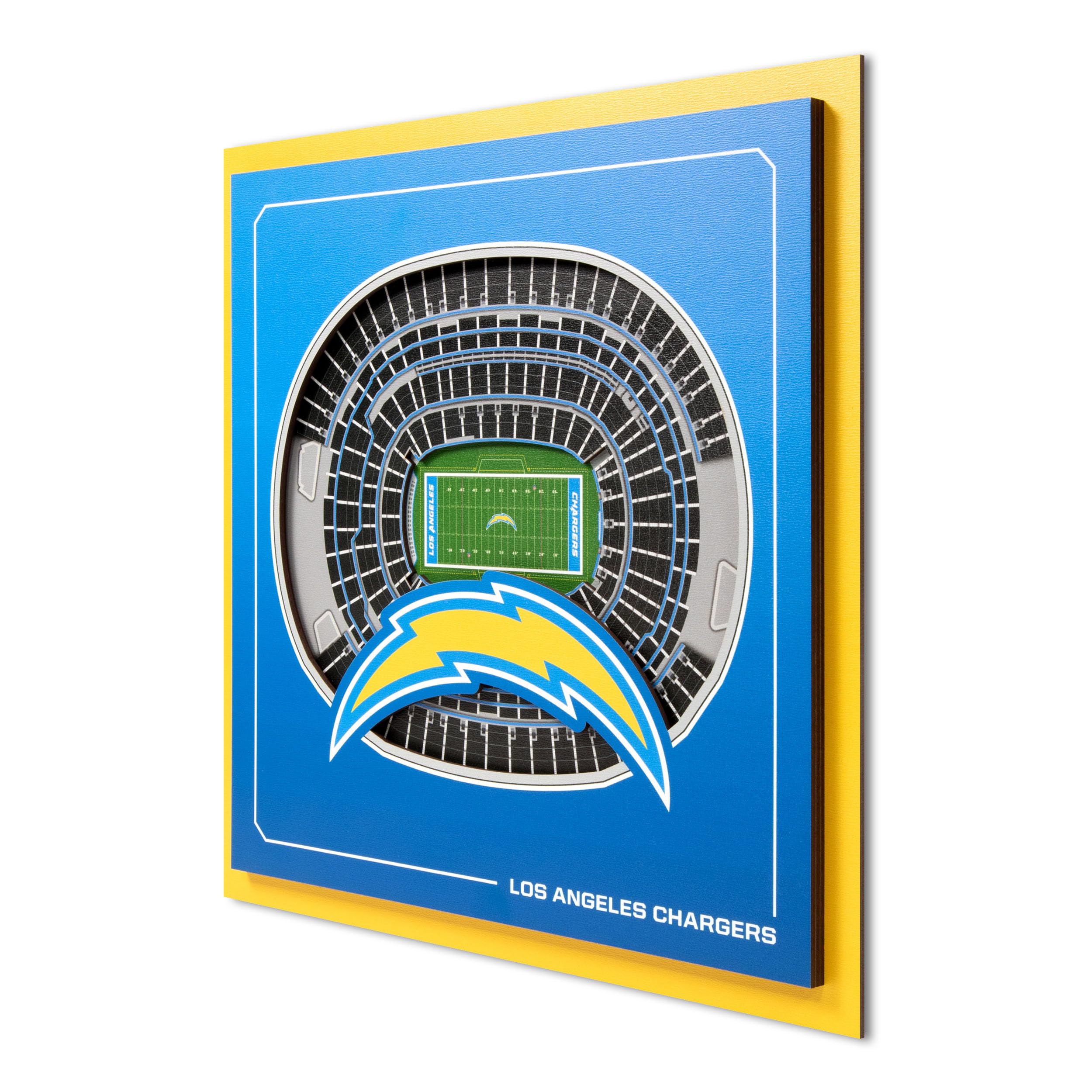 YouTheFan Officially-licensed NFL Los Angeles Chargers Stadium Series 3D Wall Art - multi-layer team stadium replica, detailed sports fan gift, indoor decor
