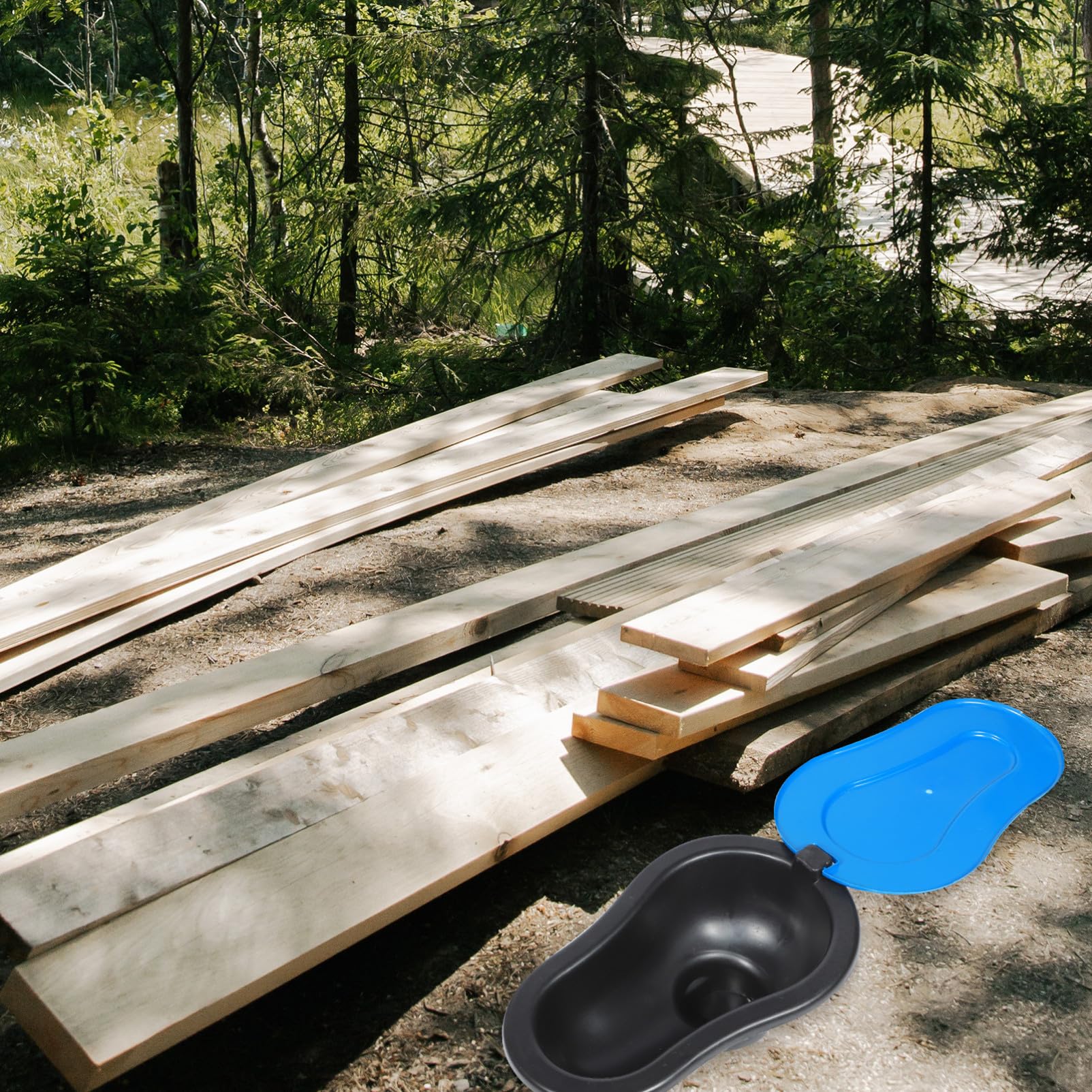 UPKOCH Provisorische Hocktoilette 2 Stück Kunststoff Schwarz für Baustelle