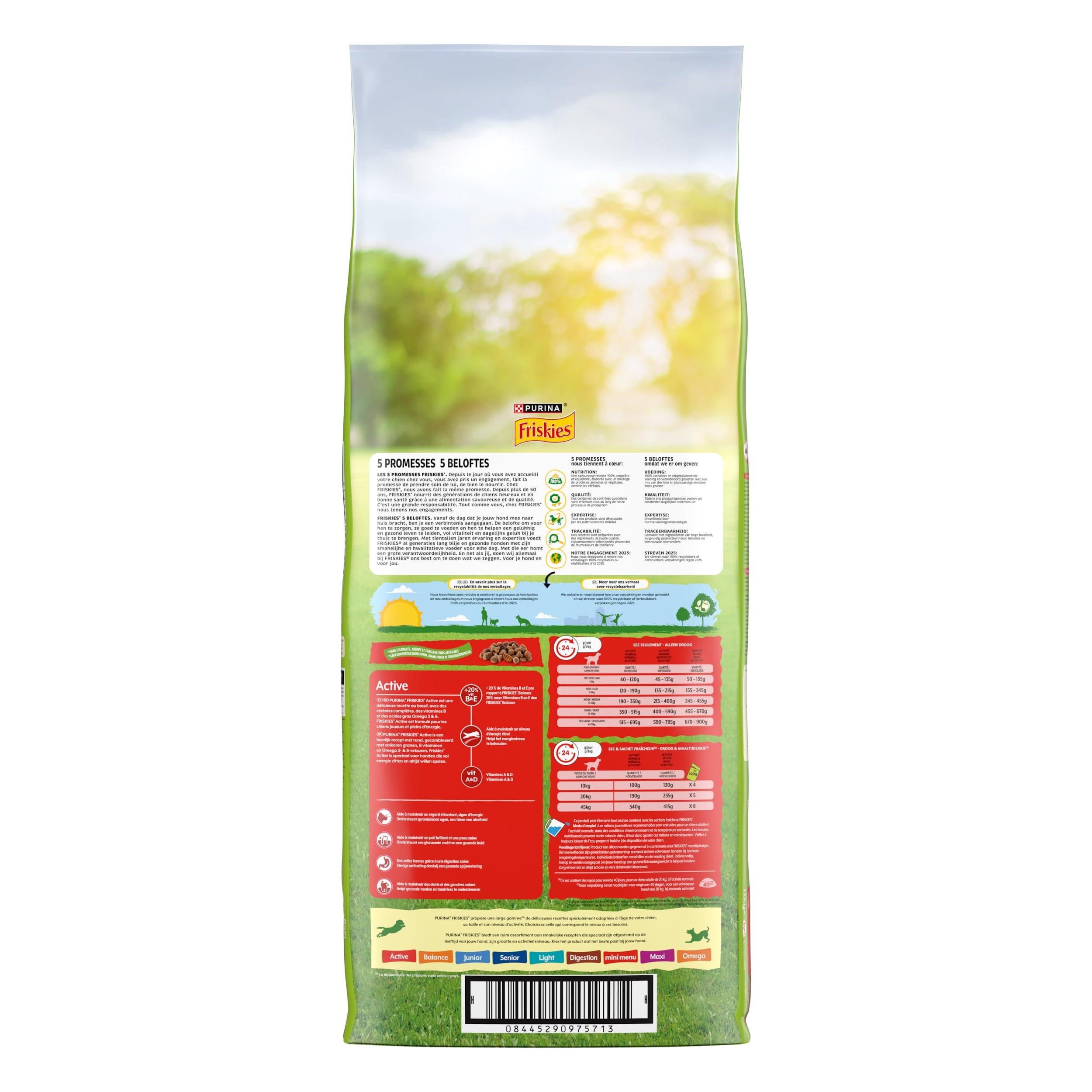 FRISKIES | Active | Chien | Croquettes pour Chiens Adultes | au Boeuf | Aide à Maintenir Un Niveau d'énergie élevé | Sac | 12 KG