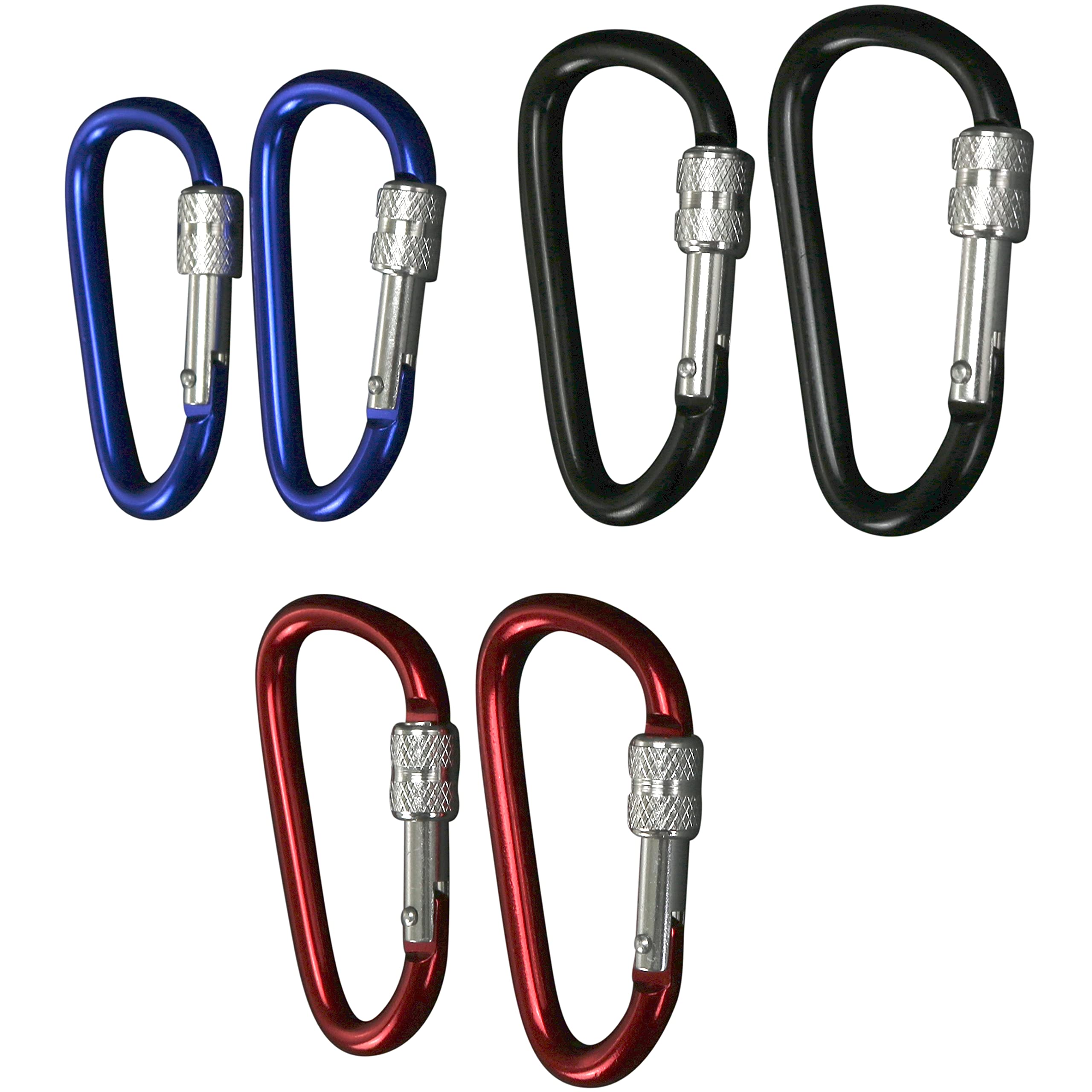 Harrier Hardware Mosquetón de aluminio con clip en D de bloqueo, 3 colores, paquete de 12