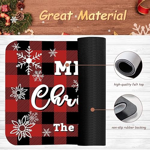 Miniatura 5 de Tapete de Navidad personalizado para puerta de bienvenida al aire libre tapete de puerta de búfalo a cuadros de Navidad para interiores y exteriores
