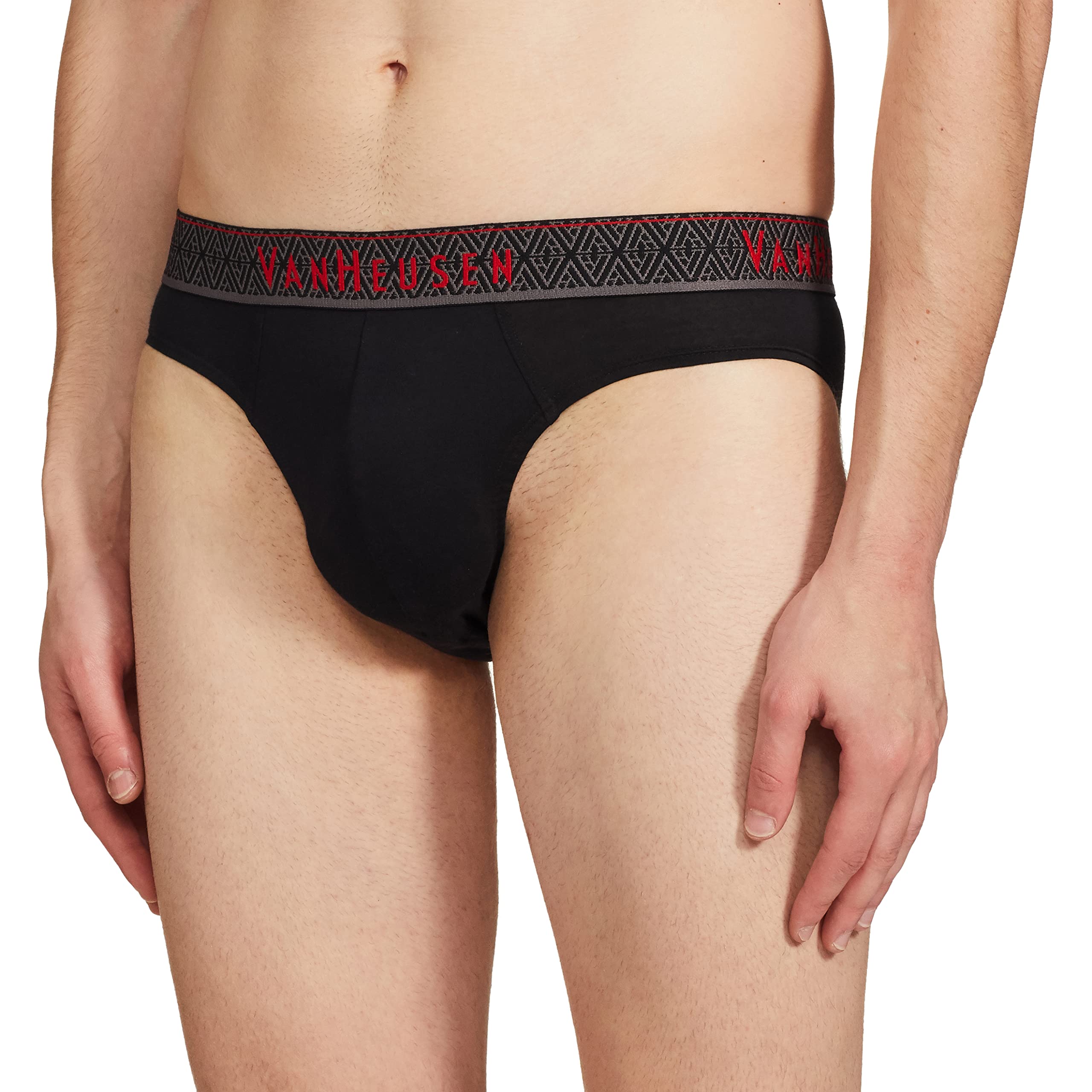Van Heusen Men's Pima Cotton Hip Brief (8907522405127_20001_Small_20001_Pure Black_Small)
