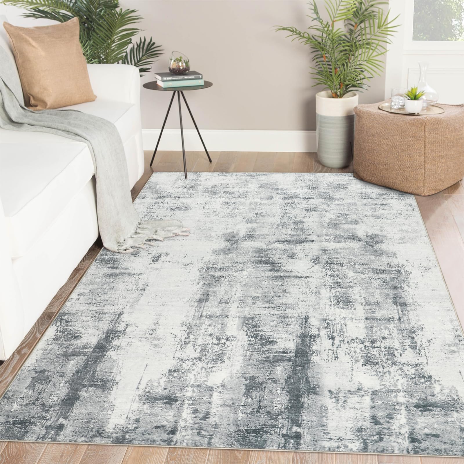 Famibay Alfombras Salón 120x170cm Gris Alfombras de Habitación Pelo Corto Suave Alfombra Dormitorio Lavable Lavadora Moderna Antideslizante para Salón Dormitorio Comedor