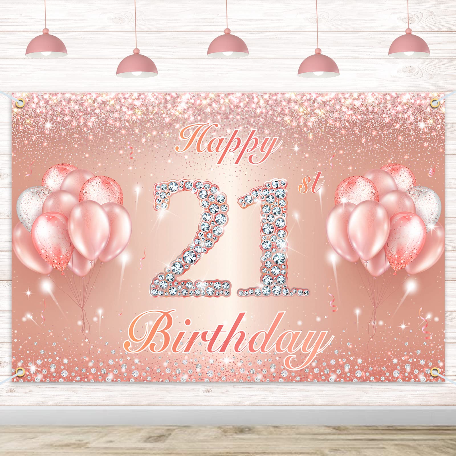 Amazon.com: Happy 21st Birthday Banner Backdrop - 21 Birthday