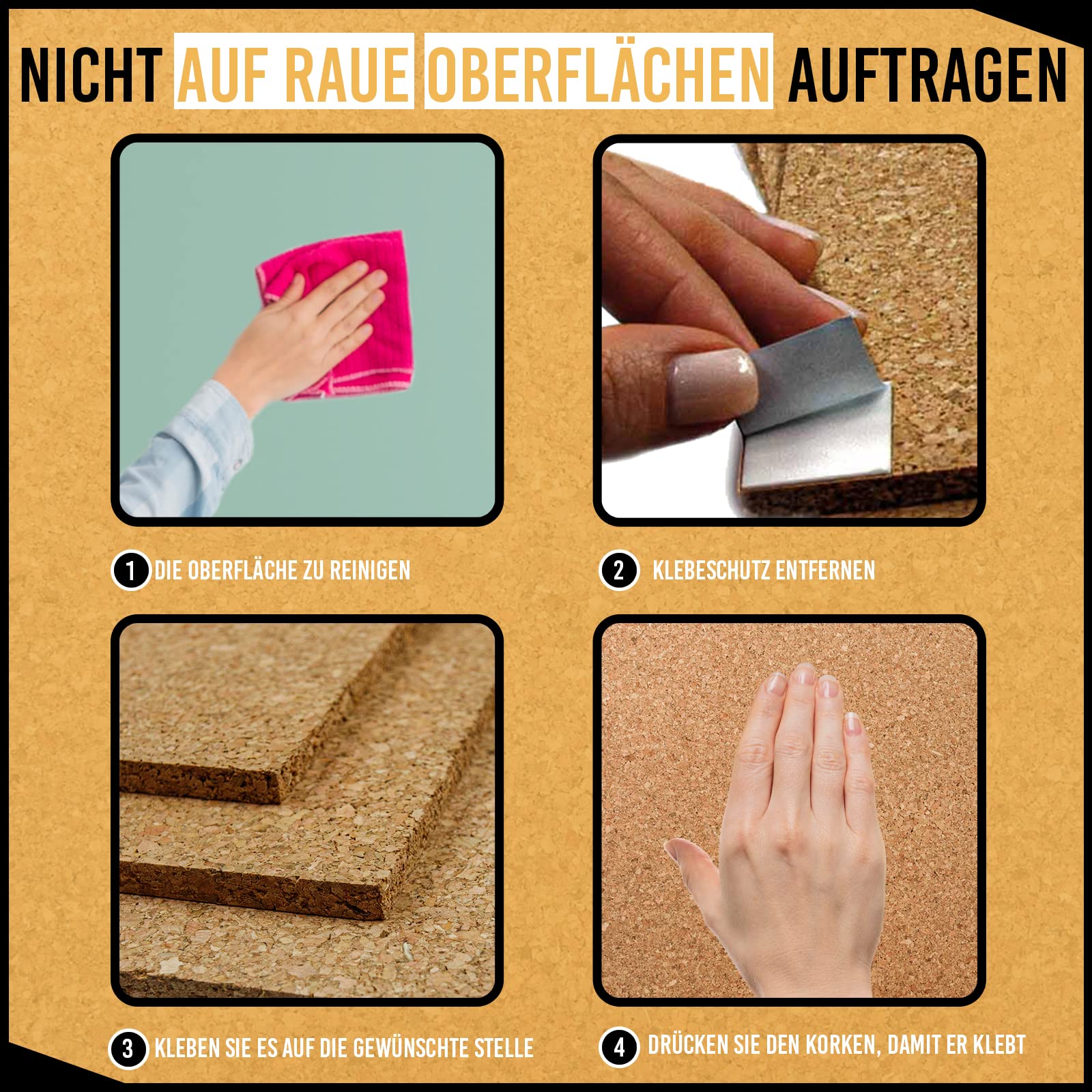 Pinnwand Kork | 12 Korkplatte 30cm x 30cm & 6mm Dicke | Enthält 30 Pins | Korkwand Selbstklebend | Korkwand Pinnwand | Korkplatten für die Wand - Anzeigen - Büro | Kork selbstklebend
