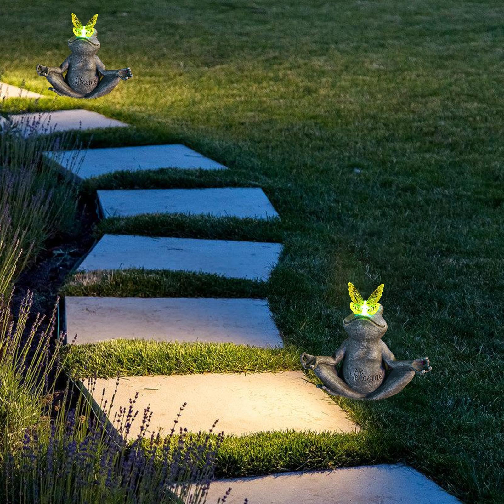 Figurine de grenouille à énergie solaire pour décoration de jardin et terrasse