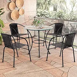 Acesse Móveis - Jogo de Mesa 4 Cadeiras Happy Hour para Área Externa em Aço e Fibra Sintética