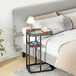 Mesa de Apoio Lateral, Mesa para Notebook, Mesa Lateral para Sofá, Armazenamento em 2 Níveis, Robusto e Estável, Adequado para Quartos, Salas de Estar e Escritórios