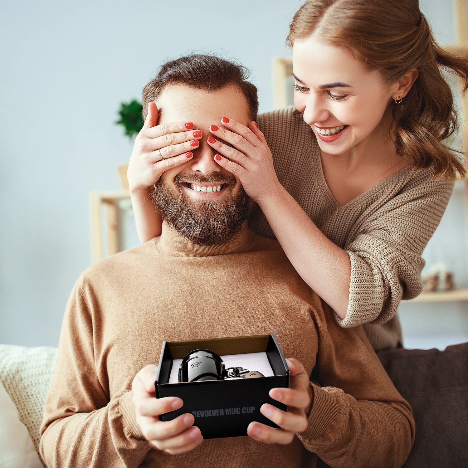 VIREESR Tasse à café pour homme, tasse à café en céramique, cadeaux d'anniversaire pour père, tasses à armes noires cool pour hommes, cadeau de Saint-Valentin pour lui, cadeau de fête des pères (473