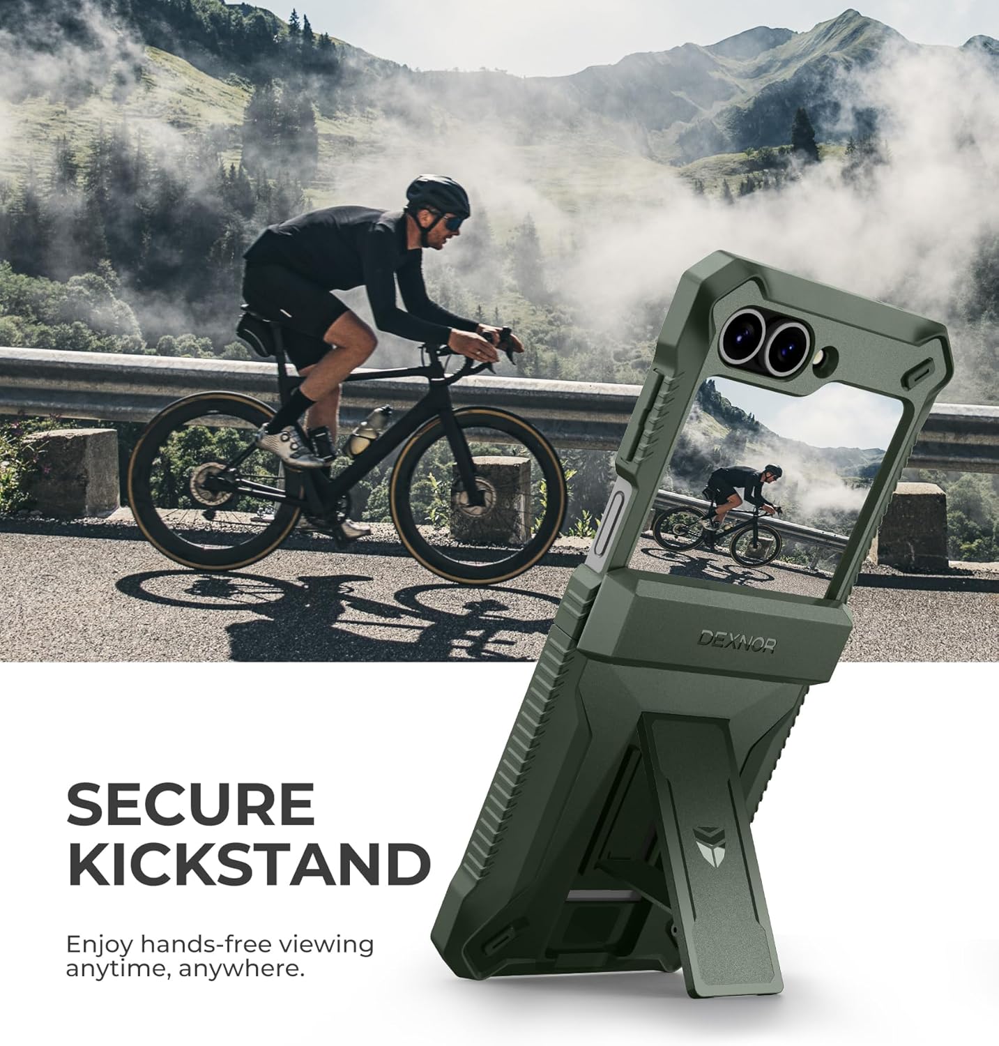 Dexnor for Samsung Galaxy Z Flip 6 Case with Stand&Hinge Protection & Front Screen Protector, Dual-Layer Rugged Bumper Case Shockproof Full-Body Protective Cover for Galaxy Z Flip 6 (2024),Army Green