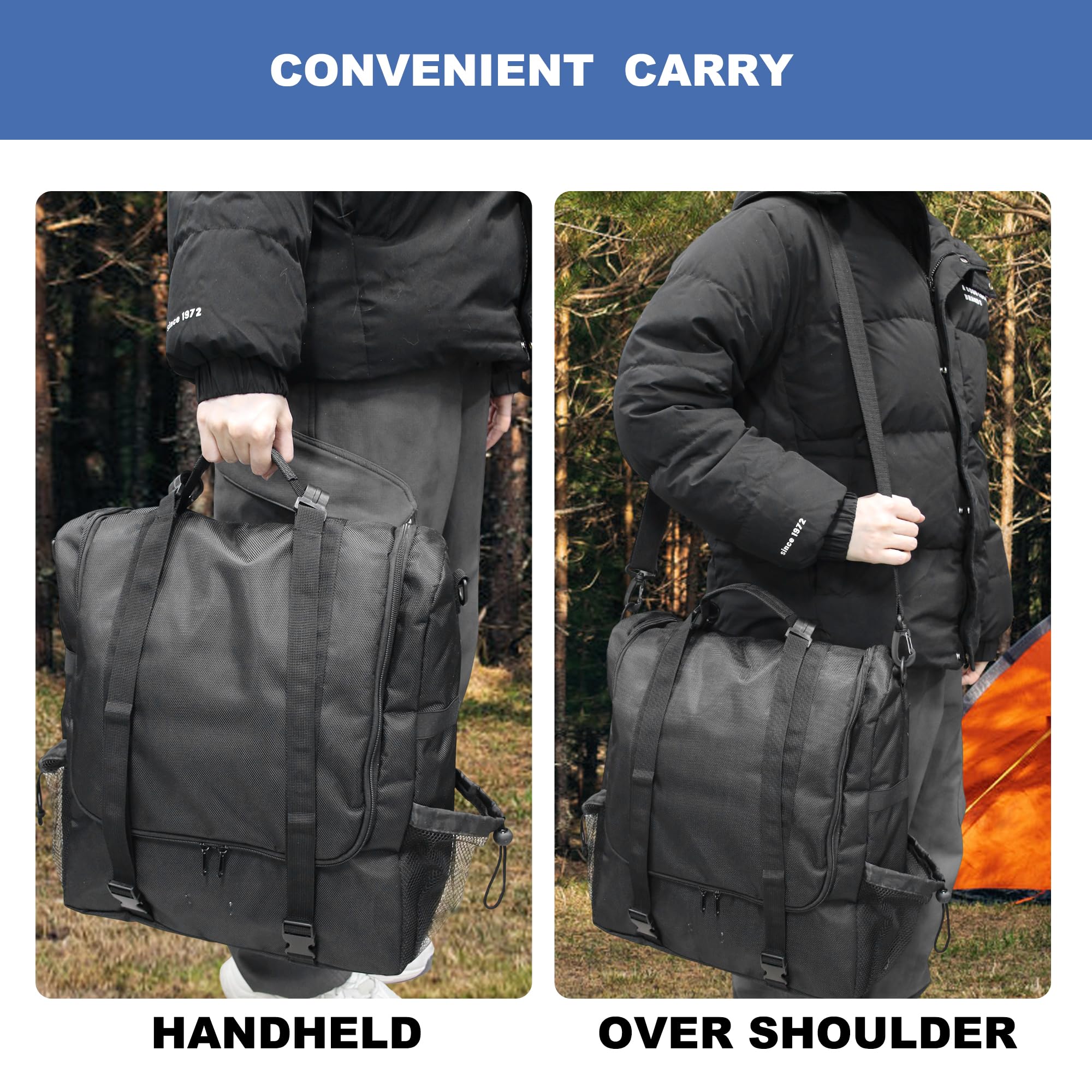 Camping-Küchen-Organizer, tragbare Kochutensilien-Aufbewahrung, hängende Caddy Tasche mit mehreren Taschen für Camping, Kochgeschirr, Grillen, Auto, Reisen, Picknick (nur Tasche), schwarz