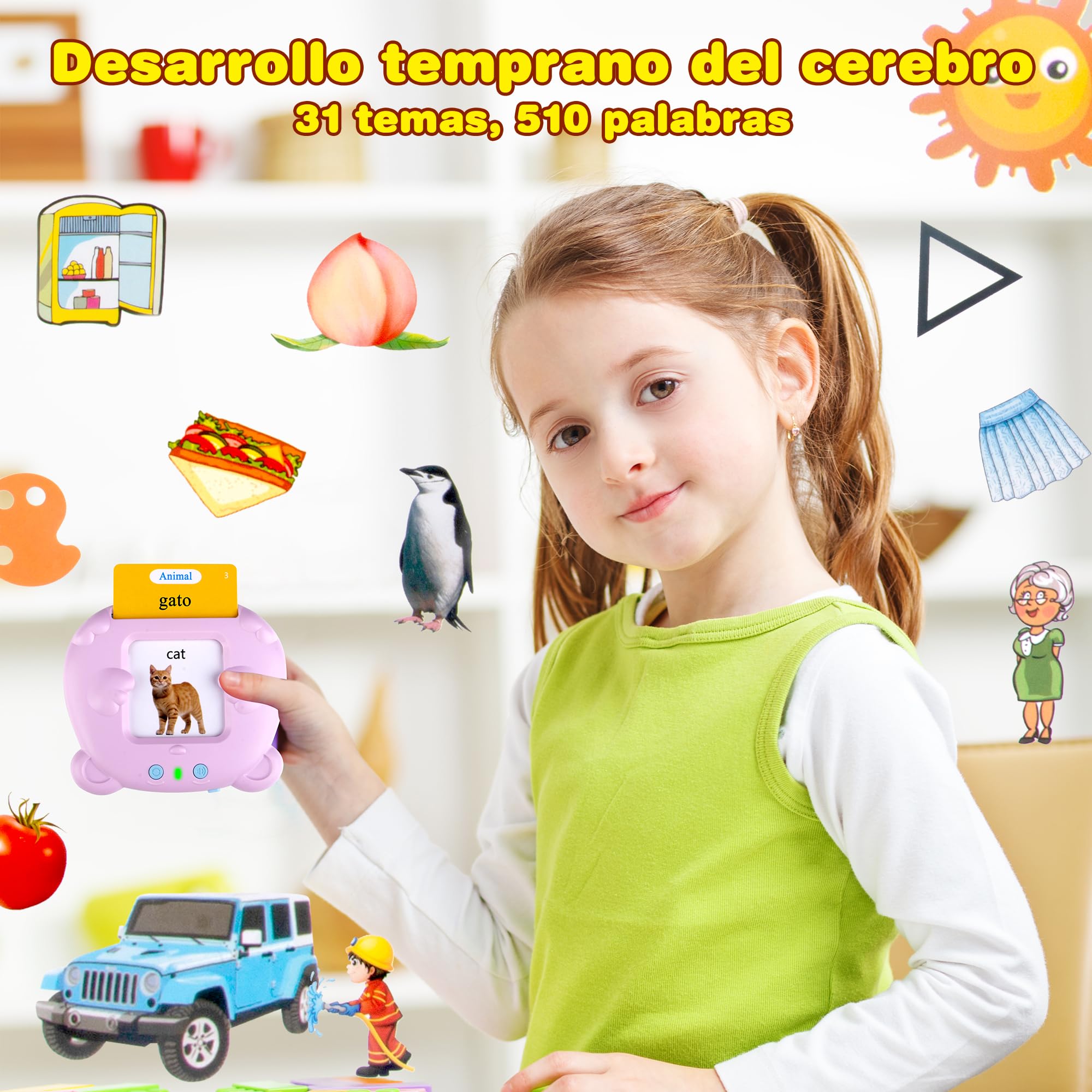 510 Cartes Flash parlantes pour Enfants Rose