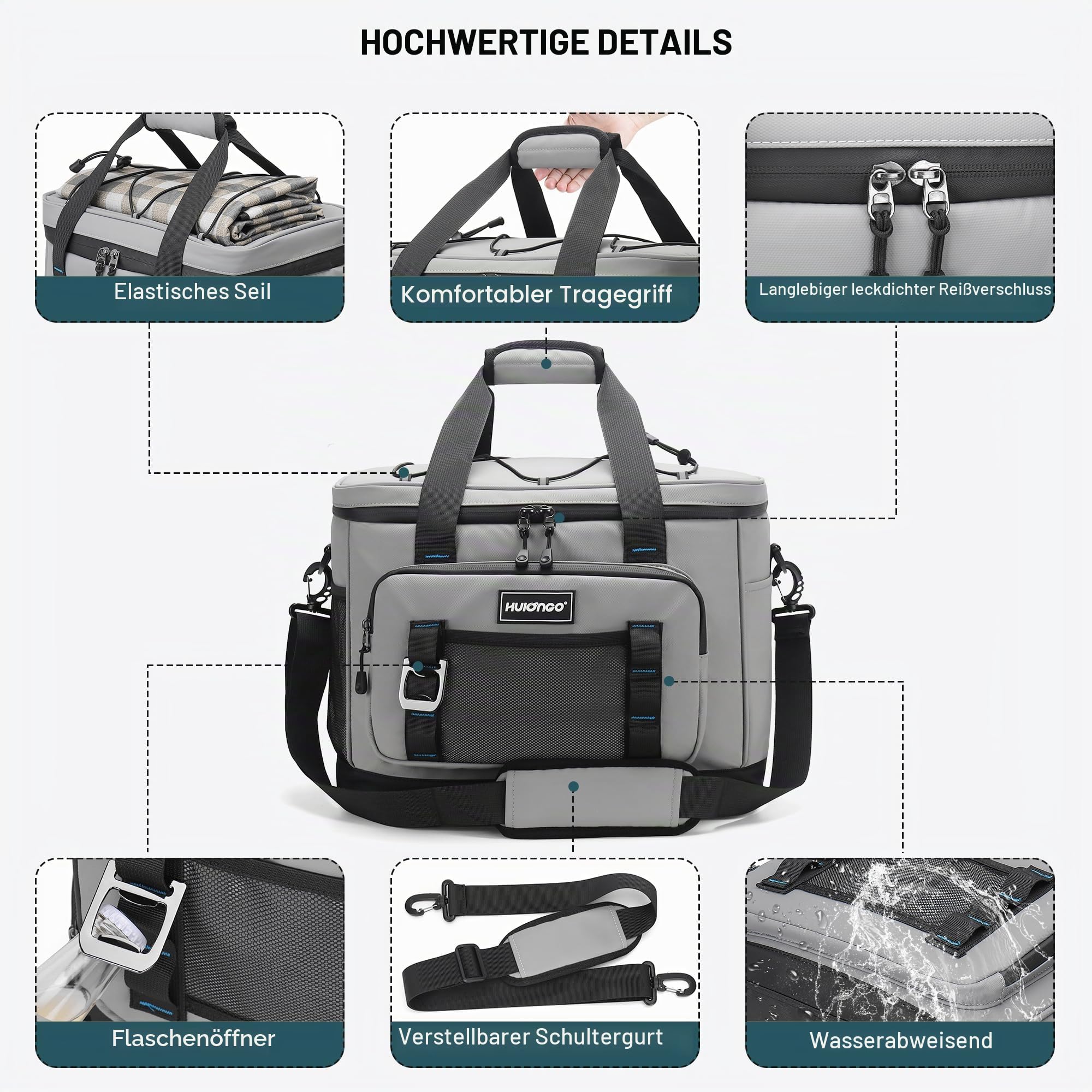 Hulongo Kühltasche, 30 L, Isoliert, Wasserdicht Kühlbox | Isoliert, Wasserdicht