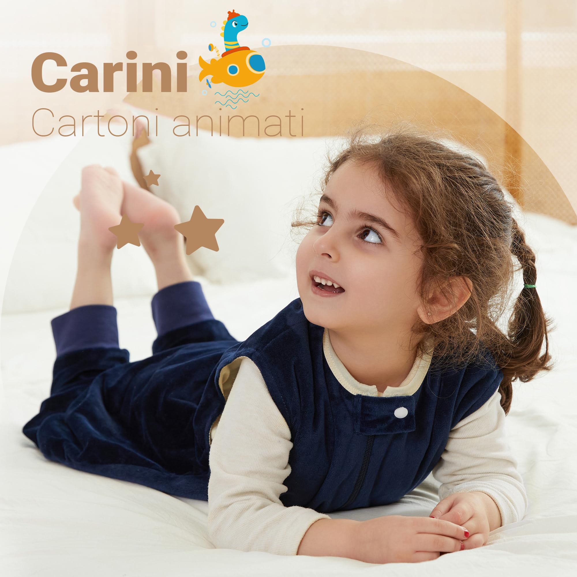 XQ&XG Sacco Nanna con piedini, Bambini Sacco Nanna con gambe 1.5 TOG, Sacco a pelo con gambe, Sottomarino, 1-3 Anni