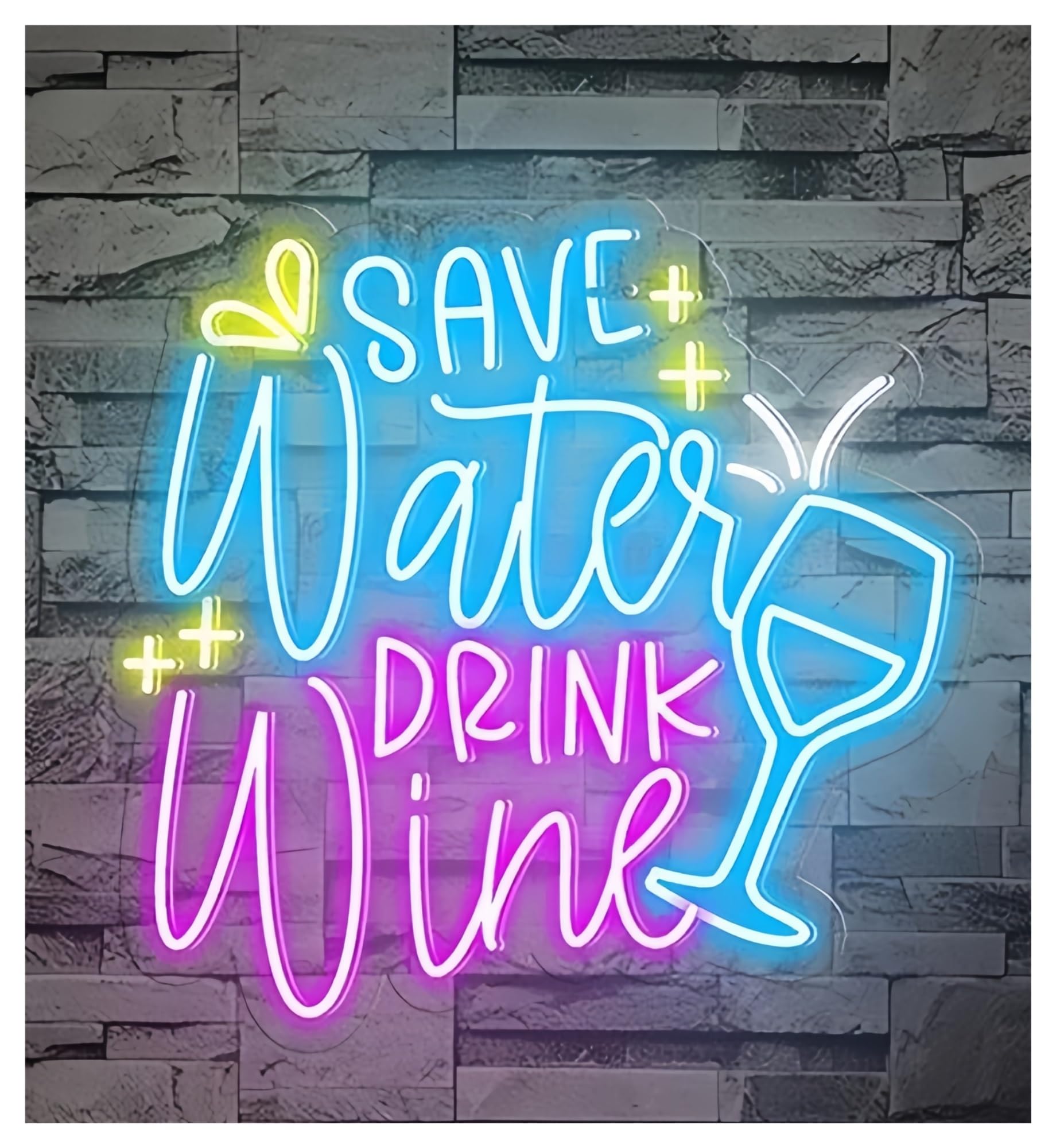 Shouxi A Sign Lamp Save Water Drink Wine Neon Sign Wine Drinking Bar Wall Hanging 55Cm(A)
