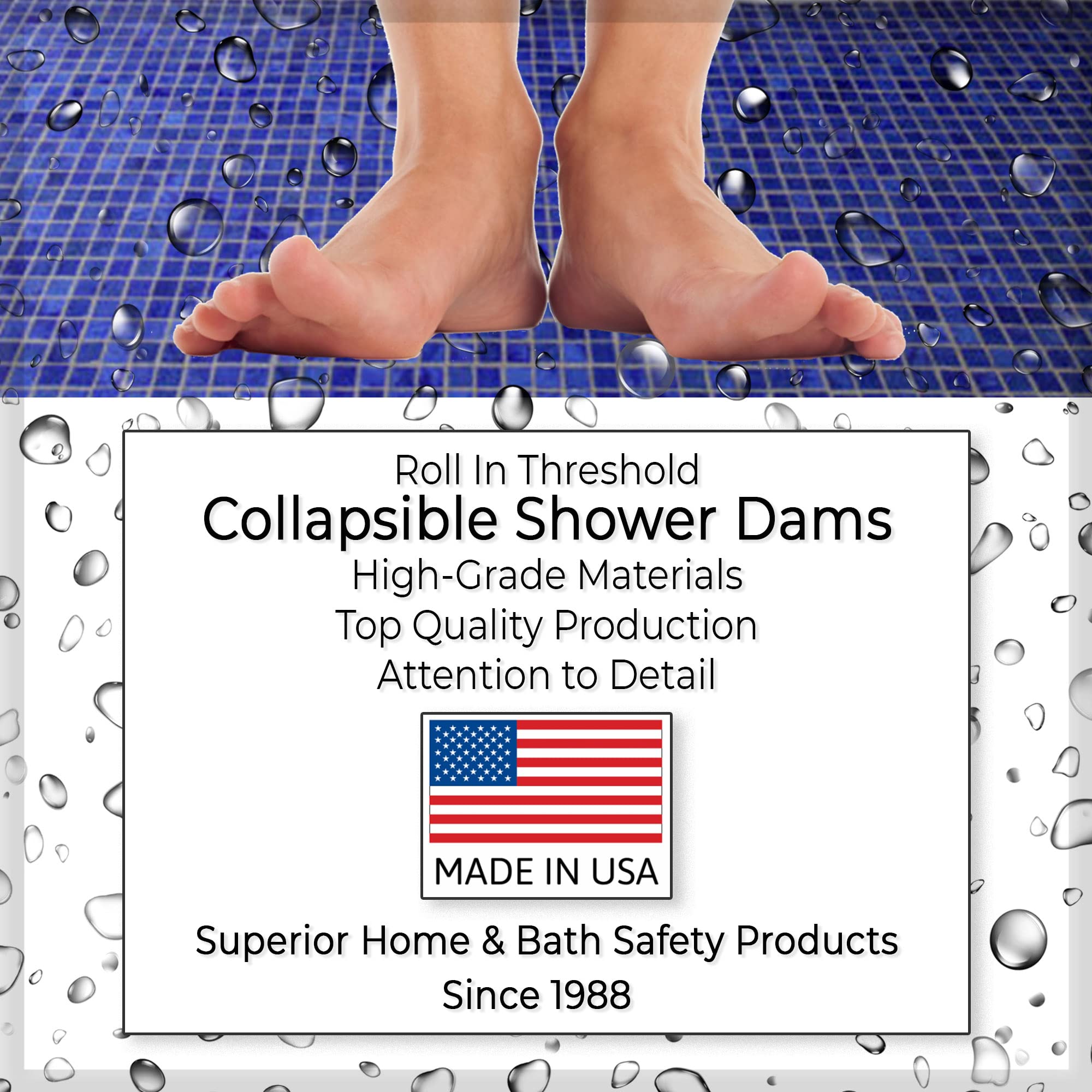 Shower Dam by Grab Bar Specialists Collapsible Water Dam/Wheelchair