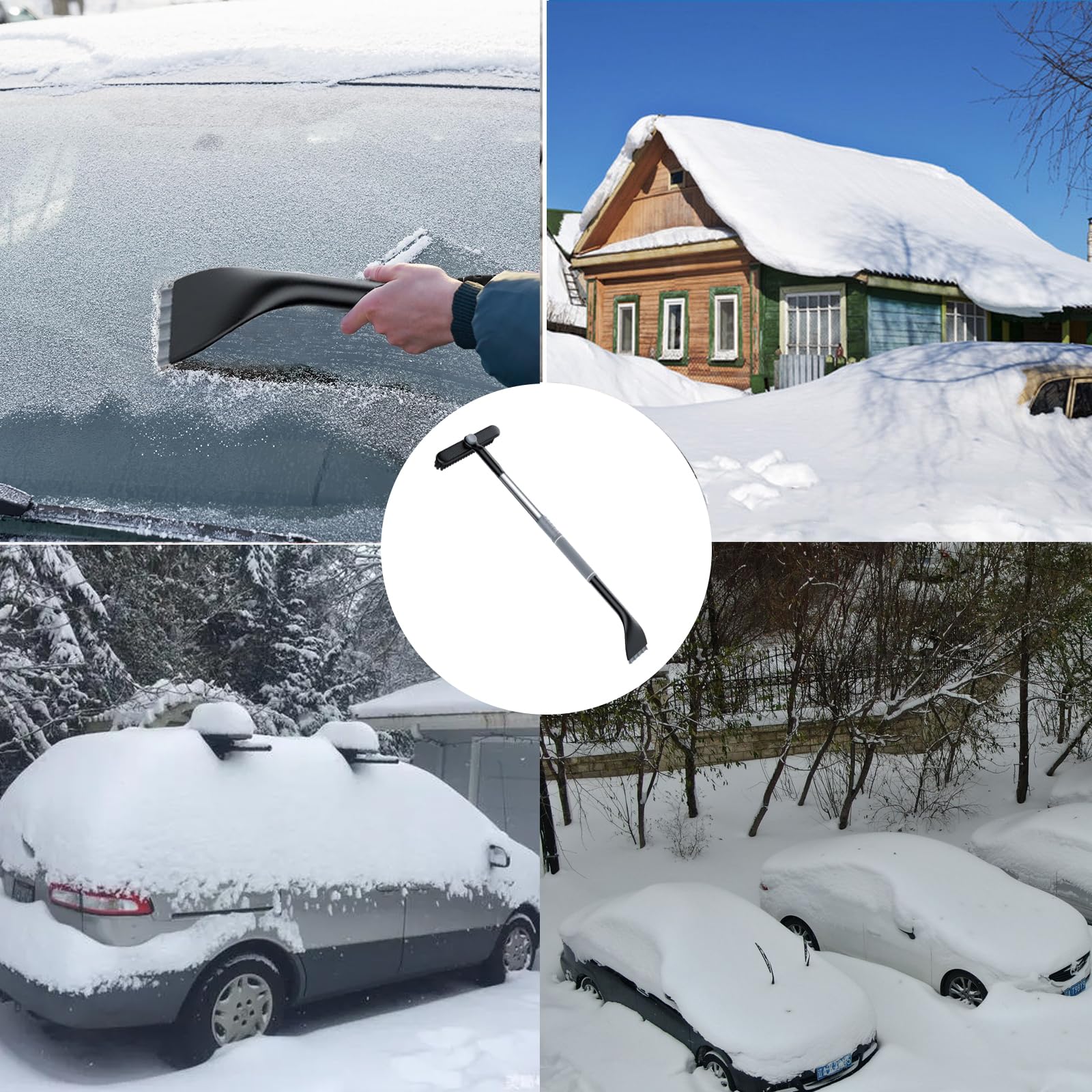 Cepillo de Nieve del Coche, Cepillo de Nieve, 3 en 1, para Coche Limpiar Nieve de Parabrisas, para Vehículo, Camión, Ventana de SUV