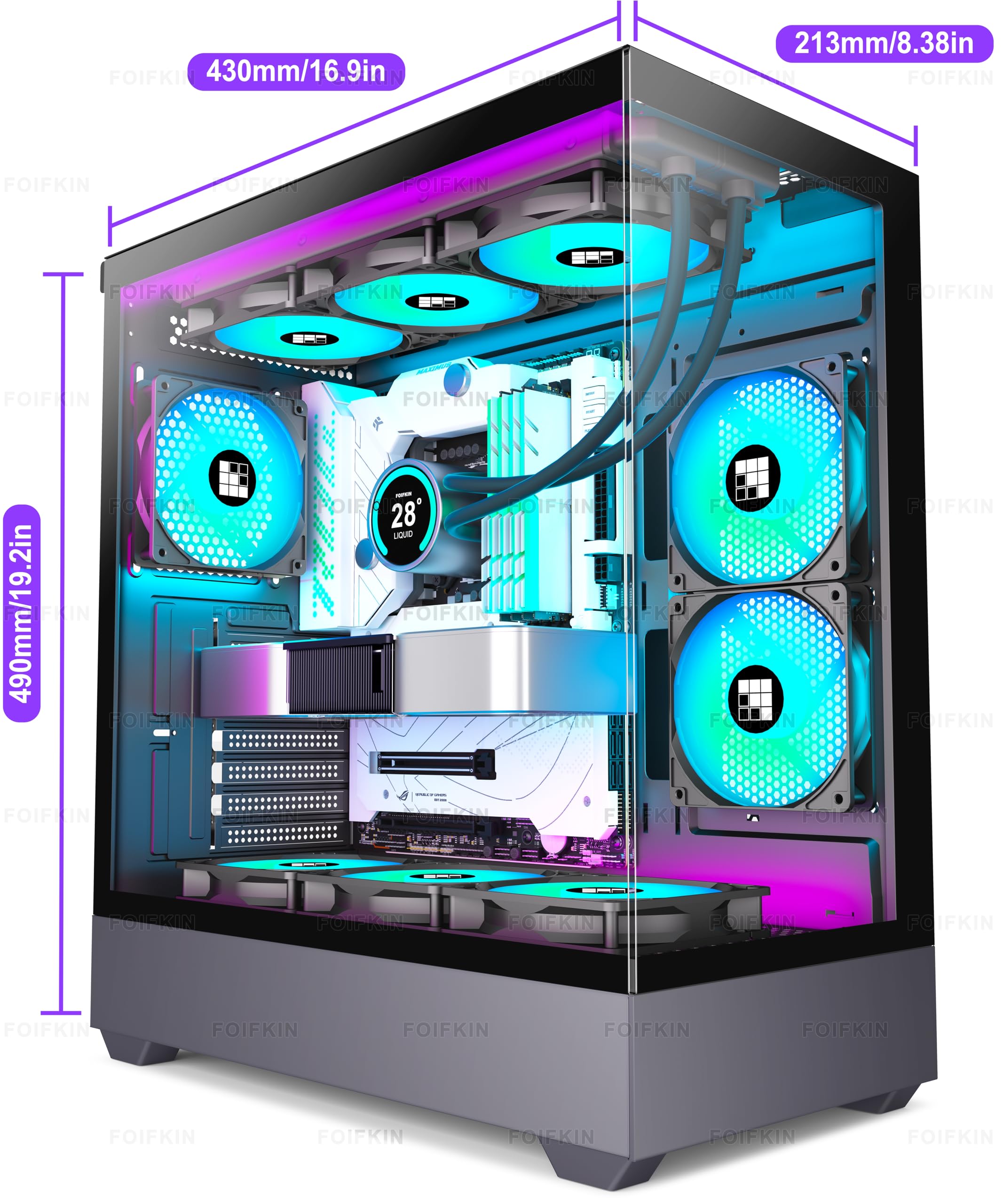 FOIFKIN F1 ATX Computer Case ATX 6 PWM ARGB Fans Pre-Installed