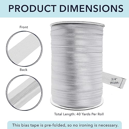 Miniatura 146 de Mandala Crafts Cinta al bies de un solo pliegue de 5/8 pulgadas para coser, acolchar, tuberías, dobladillo, manta y encuadernación de colcha, cinta