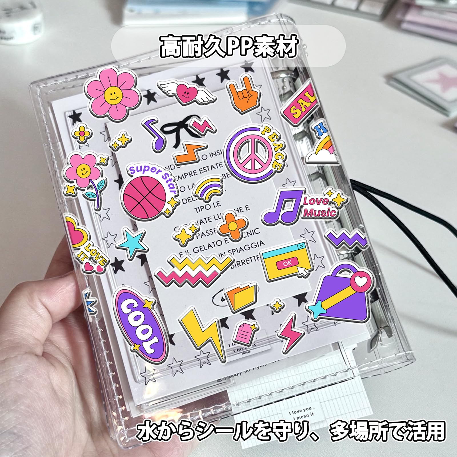 Amazon.co.jp: シール帳 台紙 M5 リフィル 5穴 シール台紙 透明 20枚