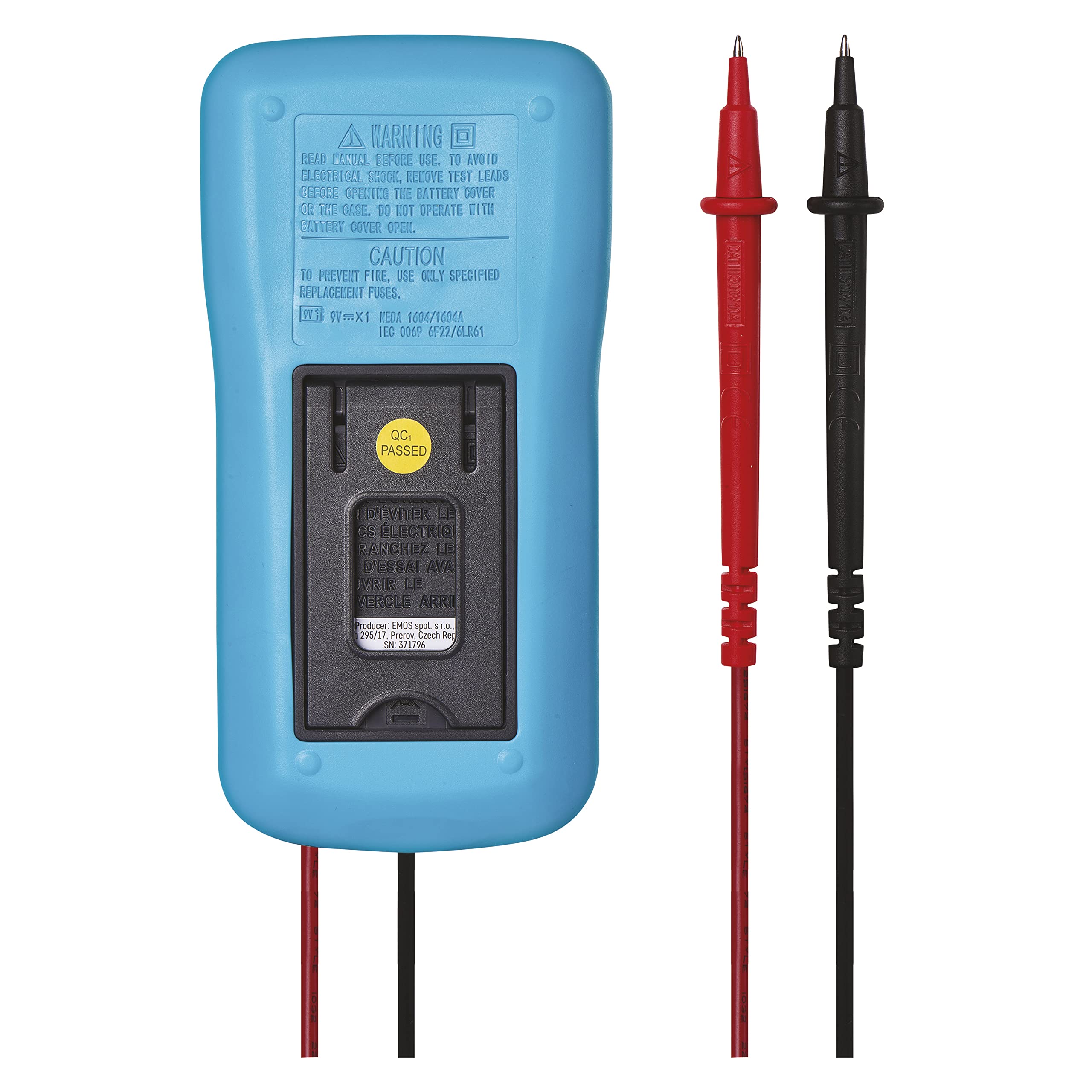 EMOS Multimetr cyfrowy CATIII 300 V z końcówkami pomiarowymi, 2000 zliczeń, tester napięcia AC/DC, miernik prądu AC/DC i tester baterii, funkcja pamięci, ciągłość testów, opór, diody, w zestawie