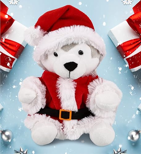 Miniatura 5 de DolliBu Peluche de lobo de Papá Noel, súper suave, disfraz de animal salvaje con traje de Papá Noel rojo, lindo regalo de vida silvestre, vacaciones