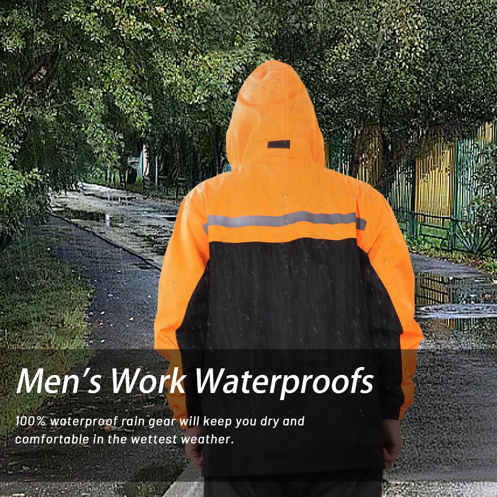 Combinaison de Pluie Imperméable, Veste et Pantalon de Pluie à Capuche Légers, Imperméable Veste de Pluie Unisexe d’extérieur, Vêtements de Pluie à Capuche Anti-tempête