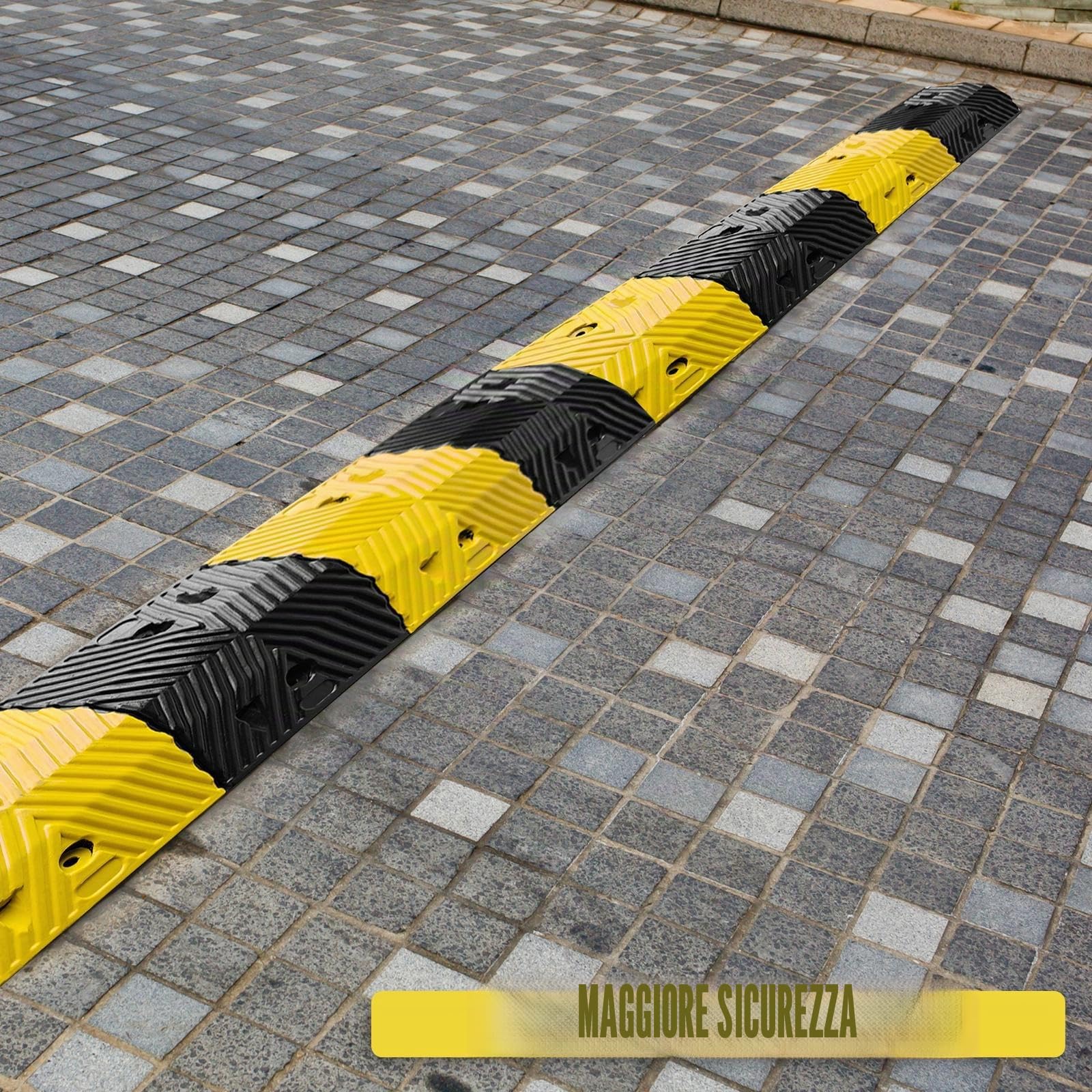 KARAT - Rallentatore di velocità - Rampa per auto - Sicurezza stradale in gomma riciclata di alta qualità - Soglia di pavimento resistente alla pressione - Modello Kenya, 100 x 35 x 5 cm, nero-giallo