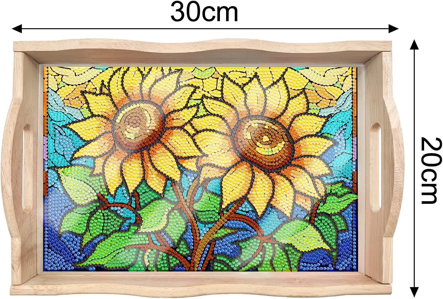 ARTopet DIY Diamond Tray Diamond Art Painting Sunflower Creative Design Handmade Wooden Tray Mosaic Making Kits by Number Kits Diamond Art for Coffee Living Room Home Organizer