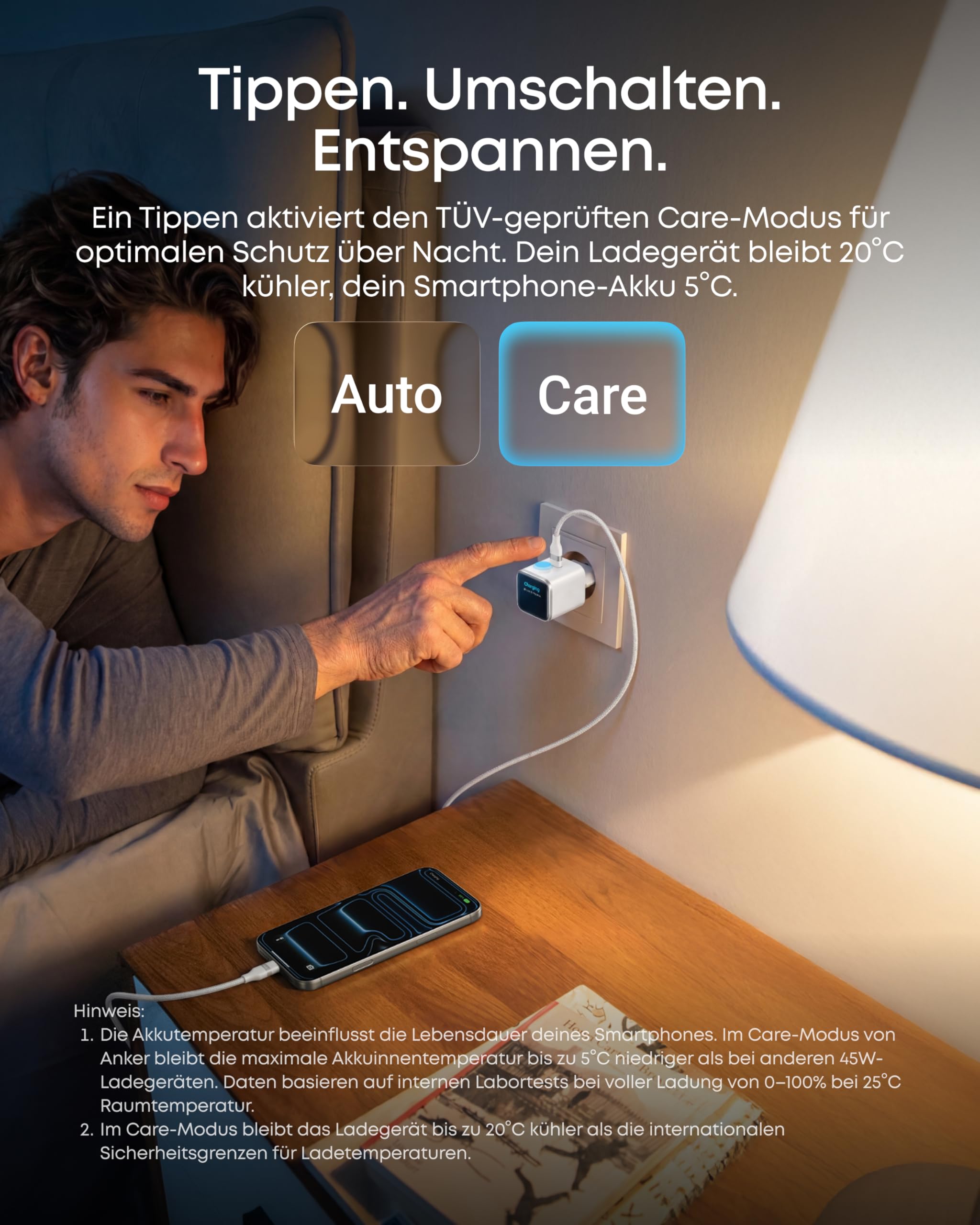 Anker Smart Ladegerät (45W USB C, mit Display) & Anker Powerbank (10.000mAh, 45W mit 70cm InstaCord Einzugskabel)