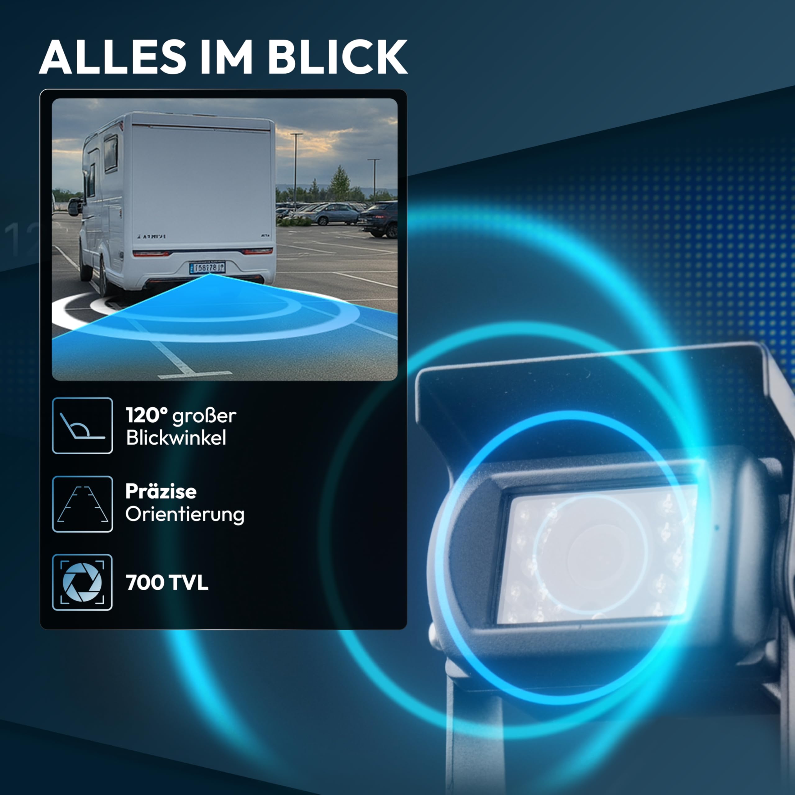 VSG24 Rückfahrkamera 7" Camper-Set Wasserdicht Nachtsicht 12V-24V Rückfahrsystem für Auto Wohnwagen LKW