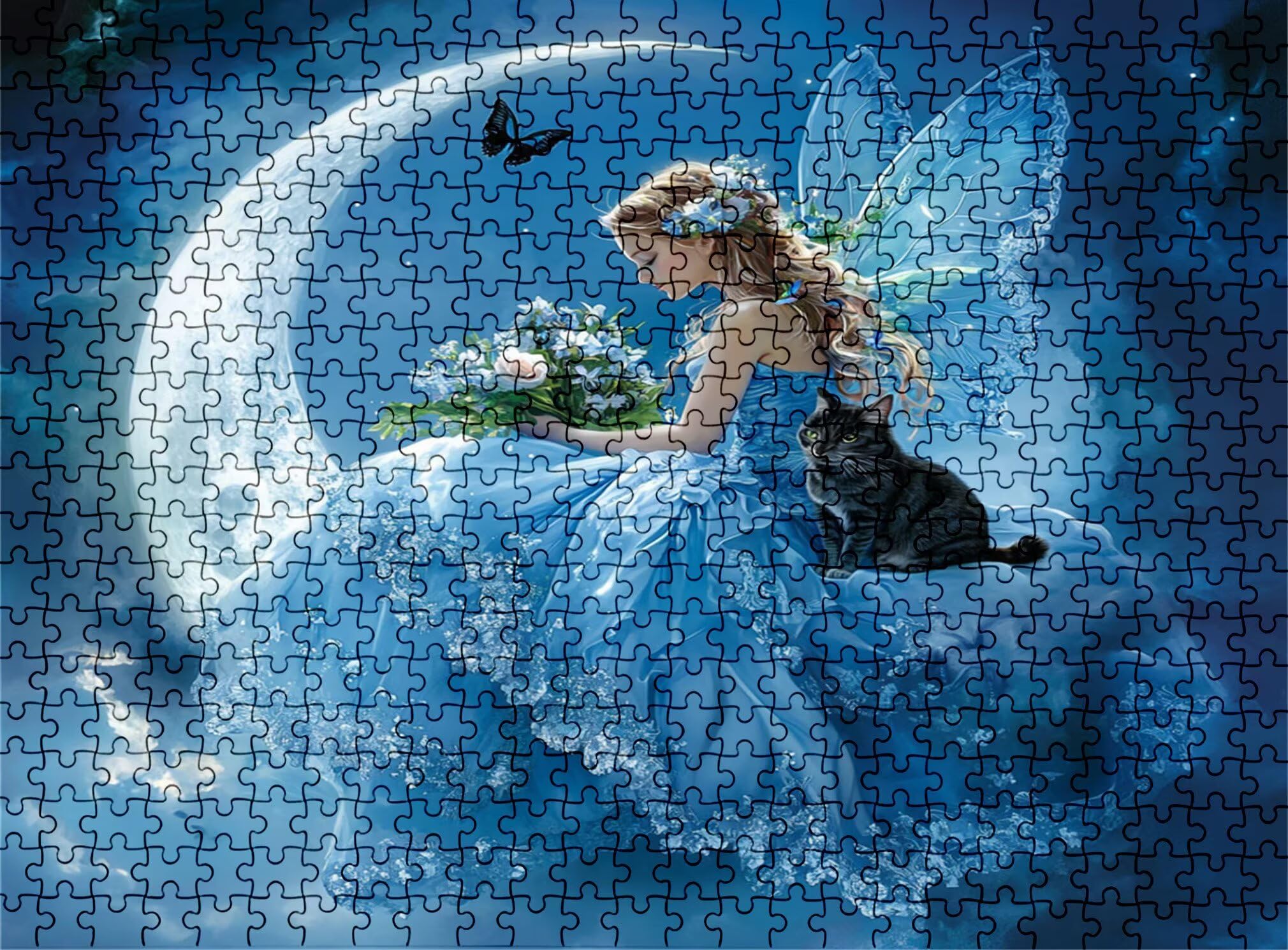 Puzzle 1500 elementów, drewniane puzzle dla dorosłych, niebieskie, piękno, Impossible Klasyczne puzzle 87 x 57 cm, gra rodzinna, redukcja stresu, gra myśląca, dla miłośników puzzli, w0-466