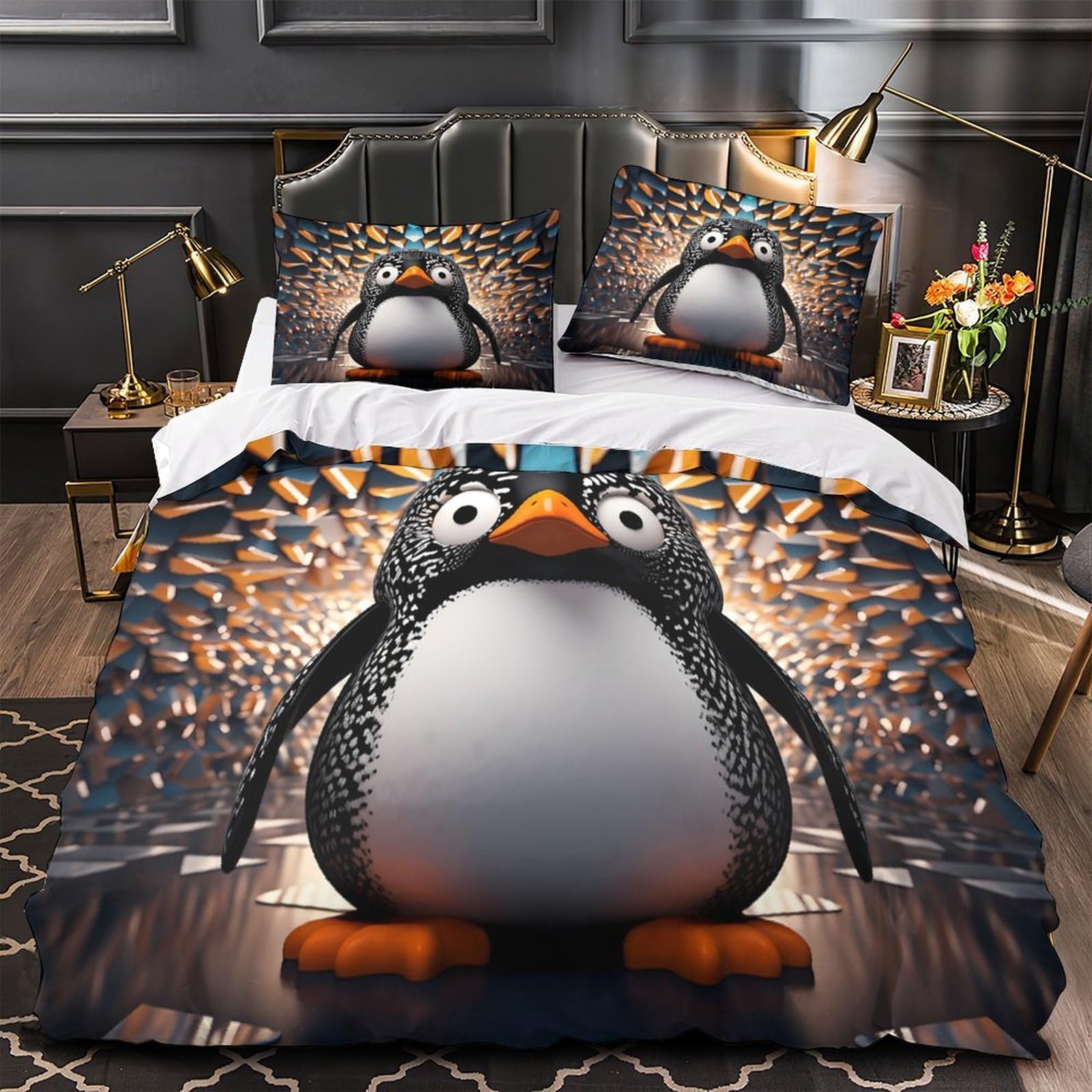 Parure de lit bébé panda mignon 3D en microfibre respirante et douce pour lit King
