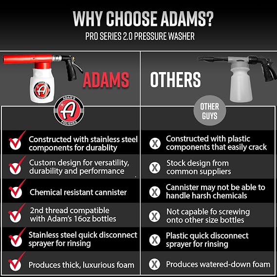 Adam's Polishes Foam Gun Car Wash Sprayer - Connects to Garden Hose for Car Washing, No Pressure Washer Required, Use Snow Foam Blaster with Car Soap, Shampoo or Detergent