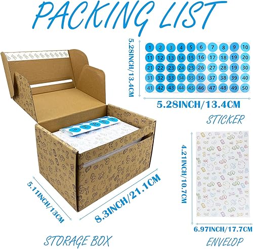 Miniatura 2 de DTESL Banco de cerditos para adultos desafío de caja de ahorro de dinero de 100 sobres grandes sobres de dinero para regalos en efectivo para