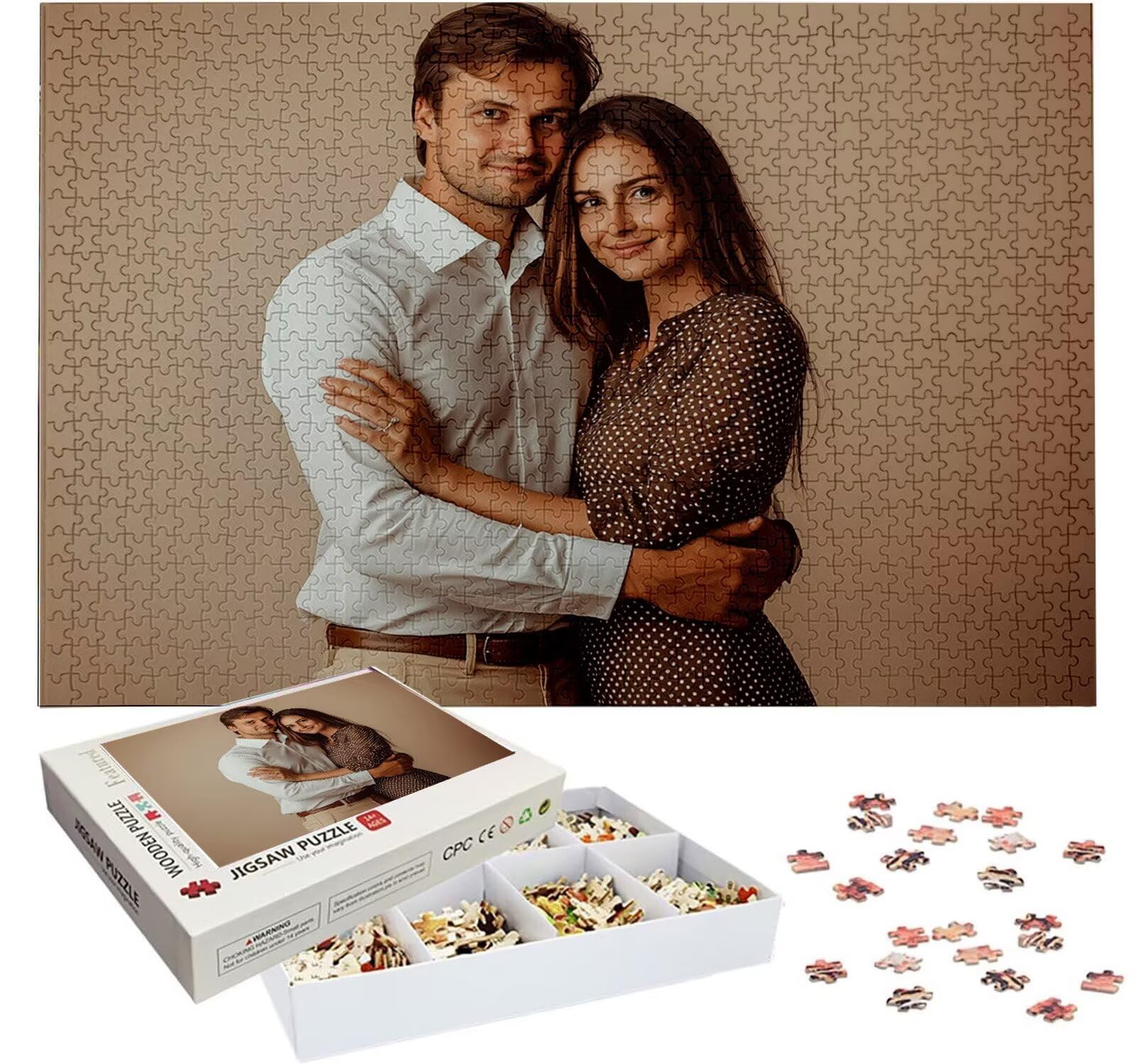 Puzzle Personalizado con Foto, Personalizada Rompecabezas Personalizado Diseña tu Logo Foto o Texto, Personalizado Navidad Halloween San Valentín Parejas Niños Familia Amigos h-2525