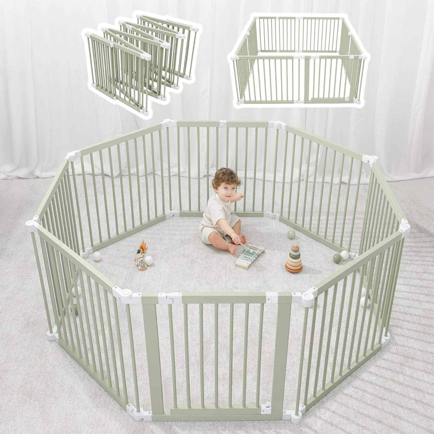 Baby Safety Gate and Baby Gate Playpen Bundled by Comfy Cubs