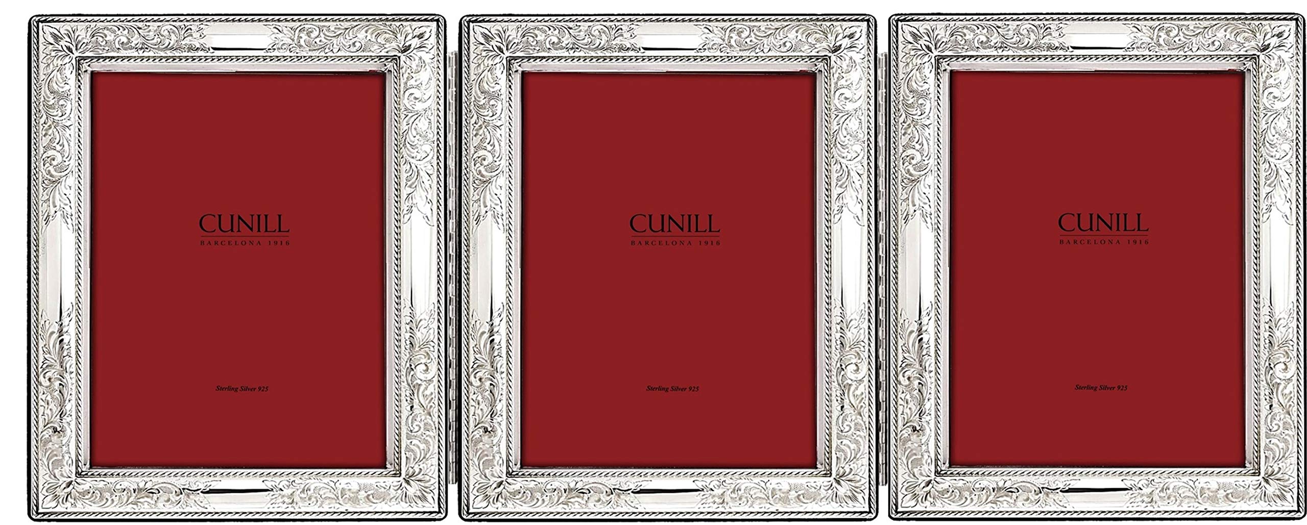 Cunill ビンテージトリプルスターリングシルバー 2x3 ヒンジ付き 彫刻可能な写真フレーム＿並行輸入品 Cunill Tiffany プレーンヒンジトリプル .925 5x7 スターリング