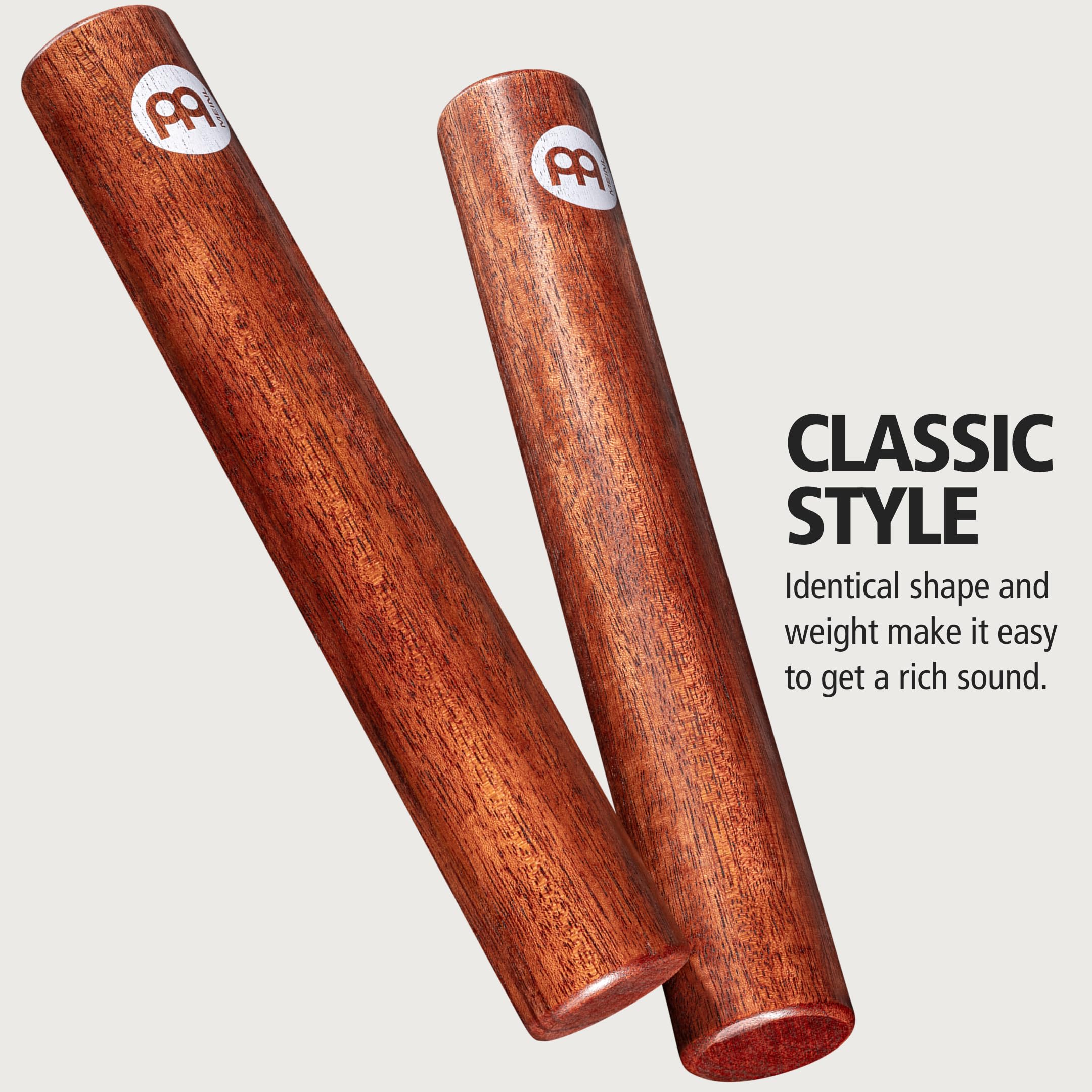 Meinl Percussion Claves Instrument CL4IW - 1 paio di conigli cilindrici in legno, strumento musicale, noce, naturale