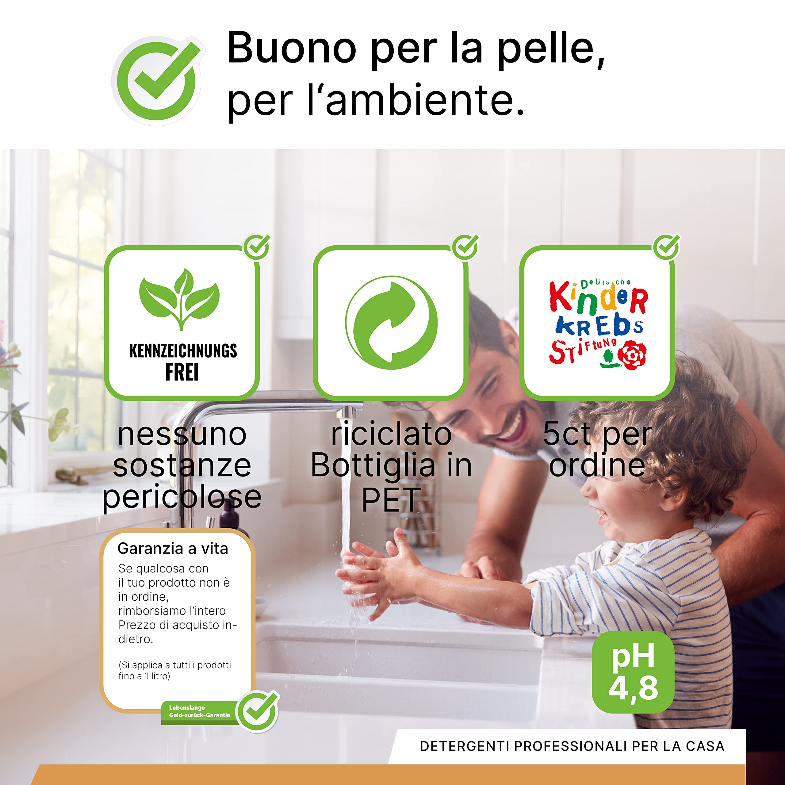 BiOHY Sapone cremoso (Lattina da 10 Litri) | Ricarica di sapone per le mani delicato, idratante e inodore del settore vegetale PRIVO DI FOSFATI | Senza coloranti (Creme Seife)
