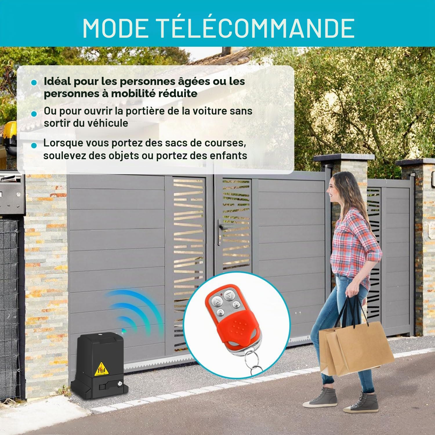 370W Moteur de portail battant Automatique Moteur de portail coulissant 12M ouvre-porte de garage jusqu'à 800 kg, portée de la télécommande 50M, avec 2 télécommandes