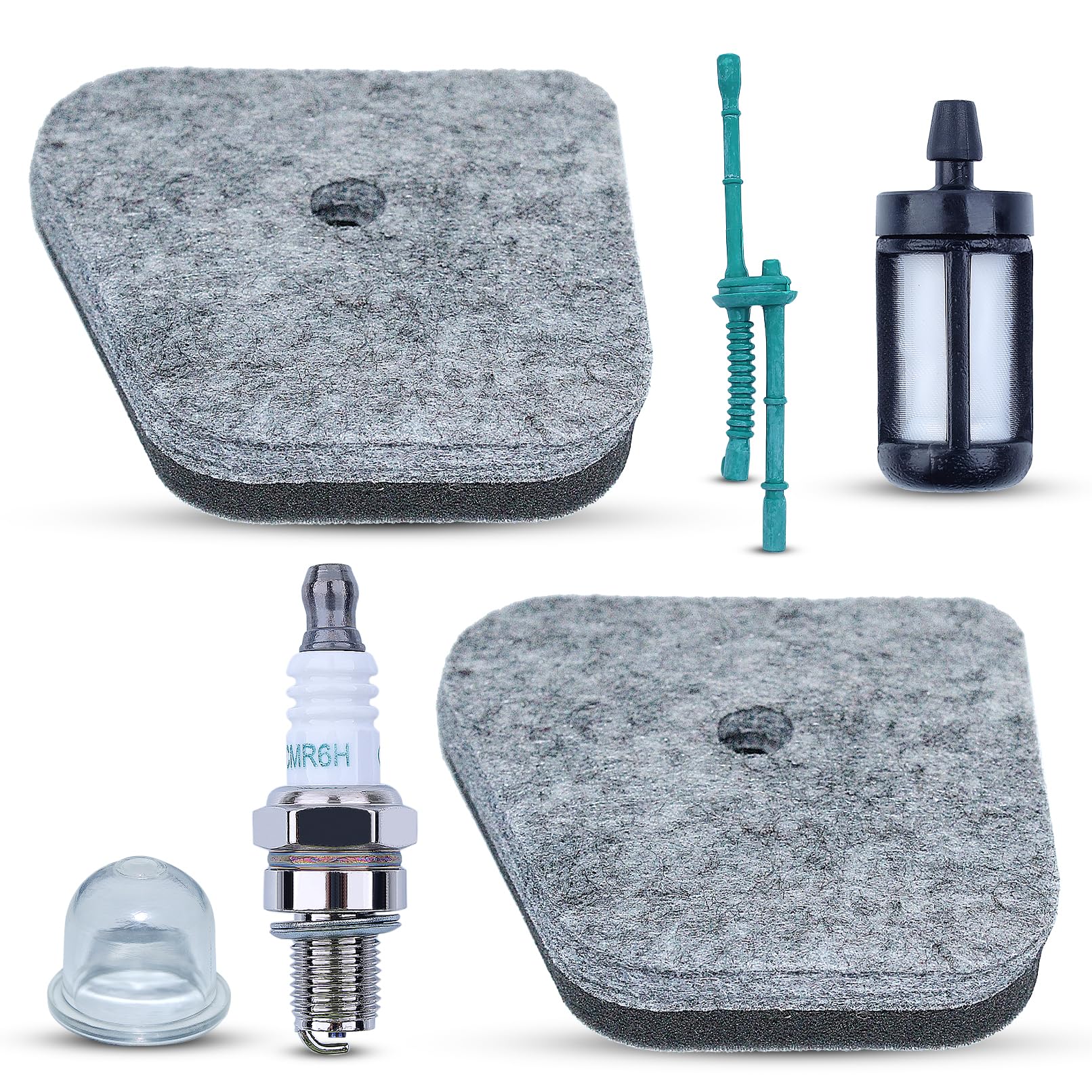 Mtanlo Air Filters for Stihl FS90R FS87 FS90 FS100 FS110 FS130 FS310 HL100 for Kombi FS87 FS90 FS100 FS110 FS130, 4180-120-1800, Air Filters Kit with CMR6H Spark Plug Fuel Filter