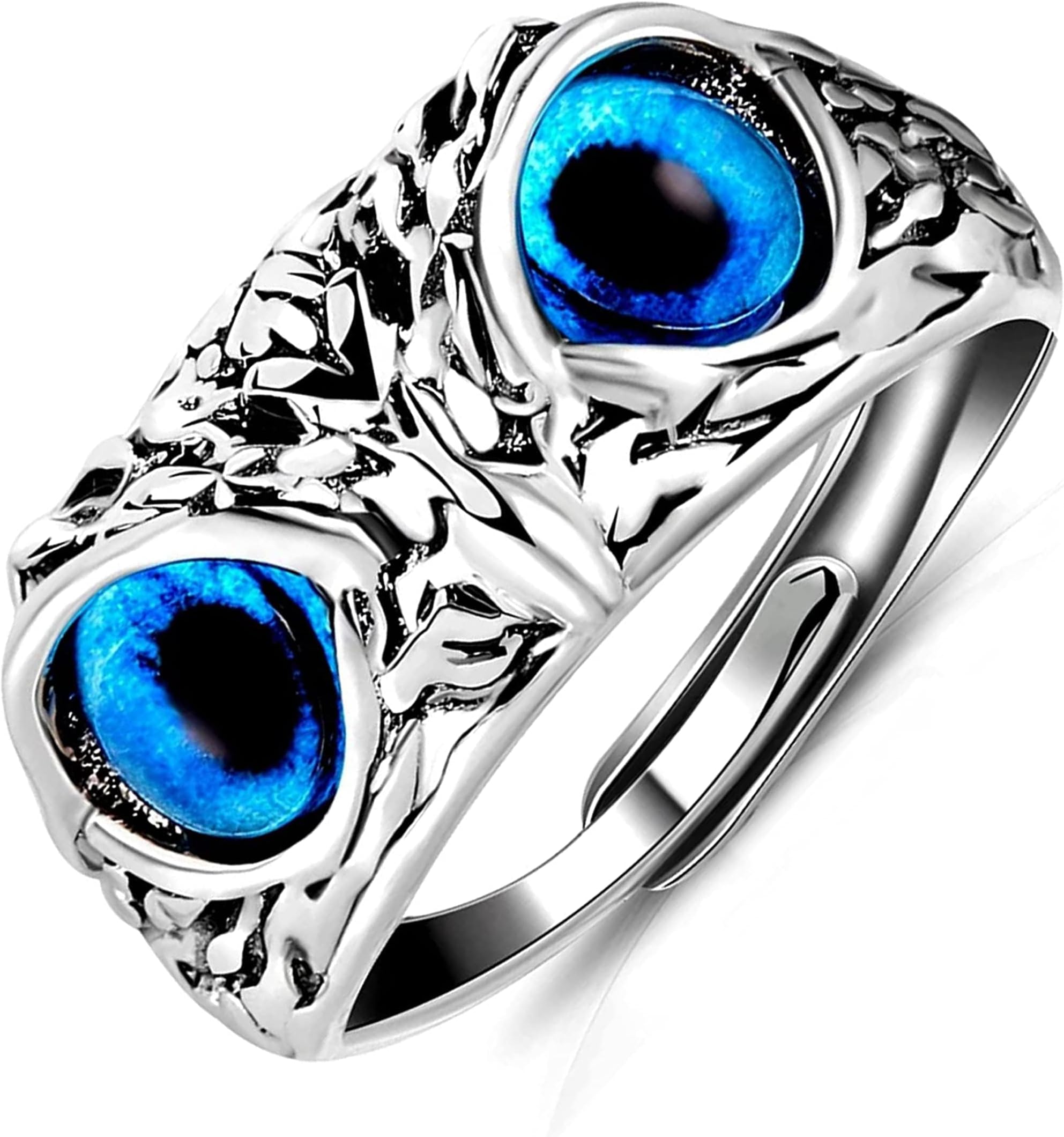 Mens Jewellery Silver Ring For Boys Stainless Steel Owl Face Adjustable Finger Rings for Men and Boys Accessories Jewellery for Men Birthday Gift for Men and Boys Love Gifts