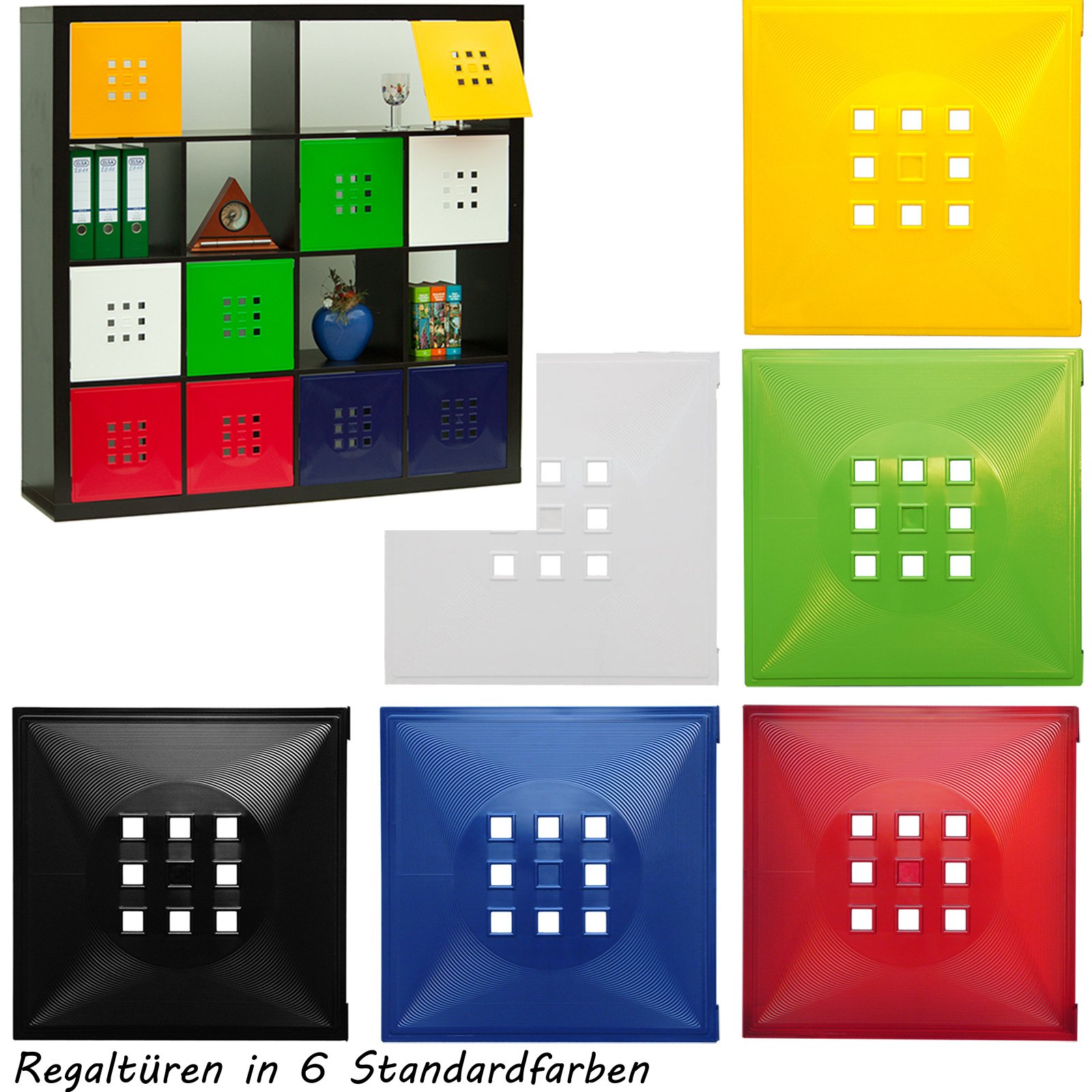 Designerowa klapa na półkę jako wkładka na schowek, systemy regałowe o wymiarach ok. 33,6 cm x 33,6 cm, klapa do regału IKEA Expedit Kallax Nornäs - Würfel Flexi - XXXL Lutz - Quelle Raumteiler