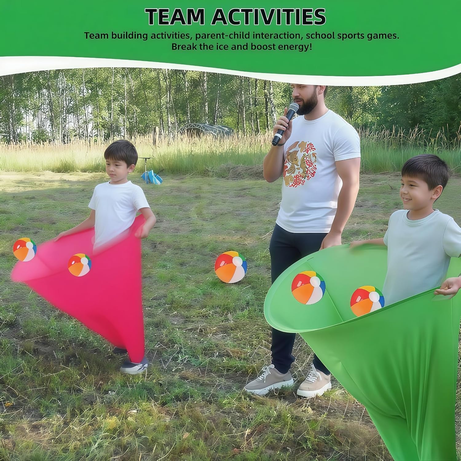 Granny Pants Yard Game Set with 1 Giant Pants, 8 Bouncy Balls, 1 Air Pumps & Ribbons - Outdoor Tossing Games for Adults, Family Reunion, Backyard Team Activities