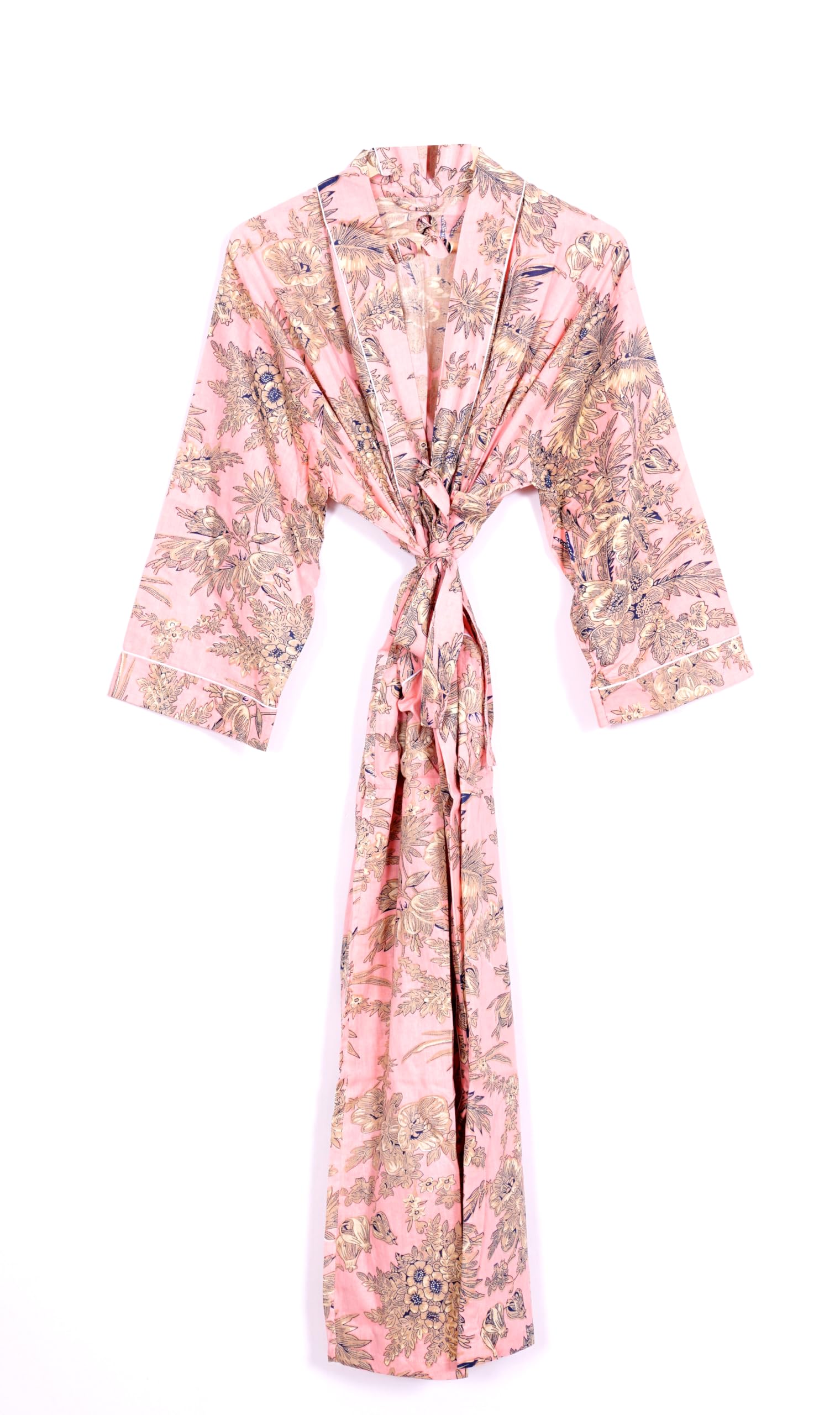 Pure 100% Cotton Robe For Womens Bathrobe Dressing Gown Long sleepwear Free Size Kimono