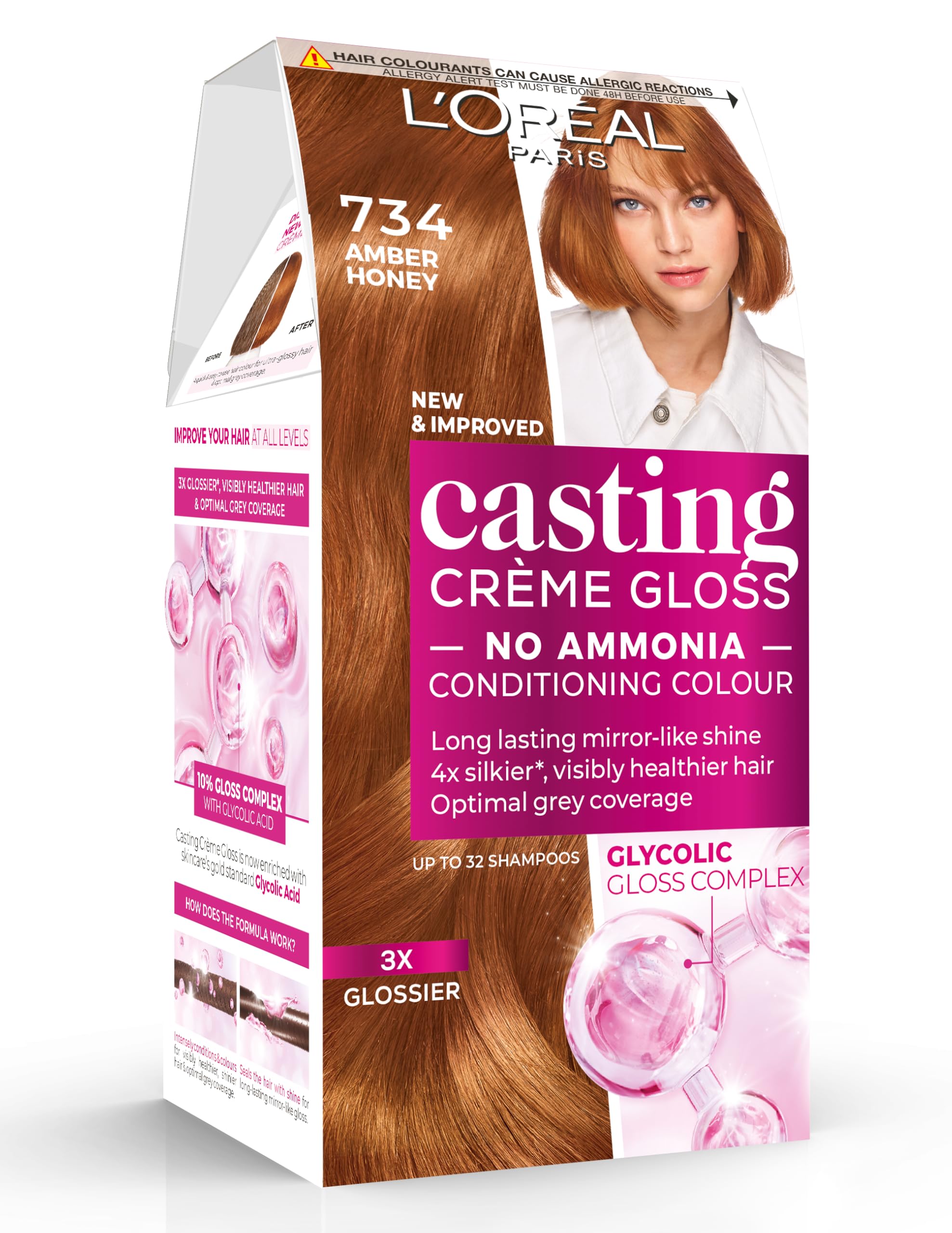 Loreal Casting Creme Gloss 734 Rich Honey Hair Colour   - Pack of 2