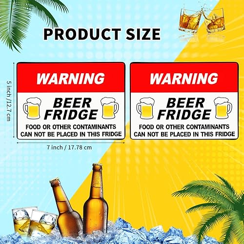 Miniatura 2 de 2 imanes de advertencia para nevera de cerveza de 5 x 7 pulgadas, calcomanías magnéticas divertidas para refrigerador, alimentos u otros