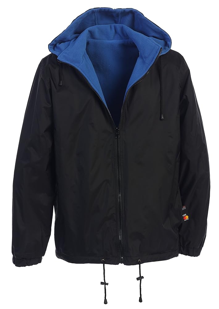 Gioberti Men's Reversible Rain Jacket with Polar Fleece