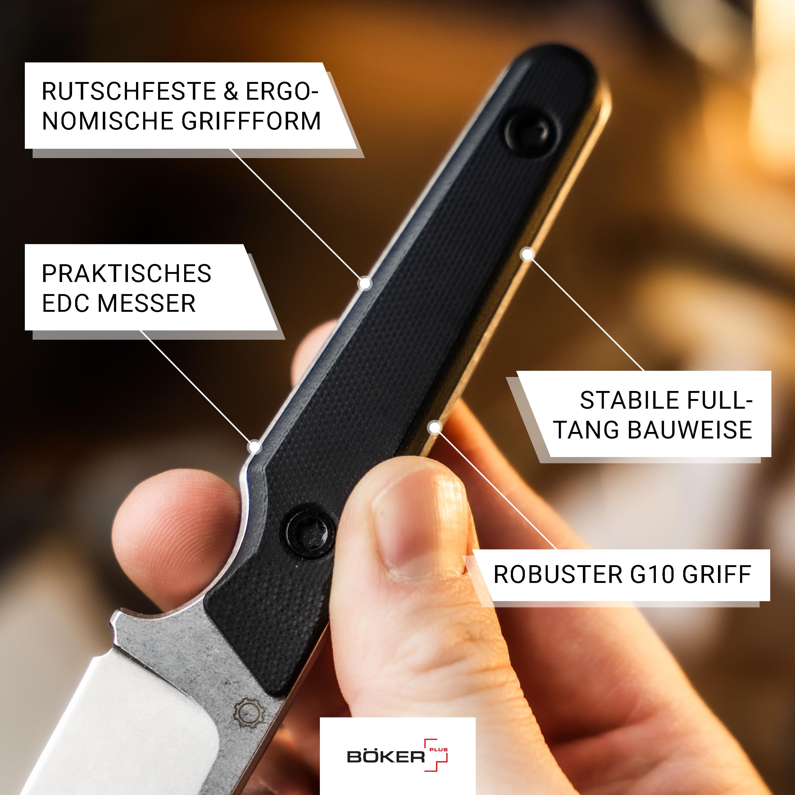 BÖKER PLUS® Sentinal - Outdoor Messer klein mit Kydexscheide & Clip - Neck Knife 42a konform mit 10 Griff schwarz - EDC Messer feststehend mit 7,5 cm Sandvik Klinge - Droppoint Gürtelmesser legal